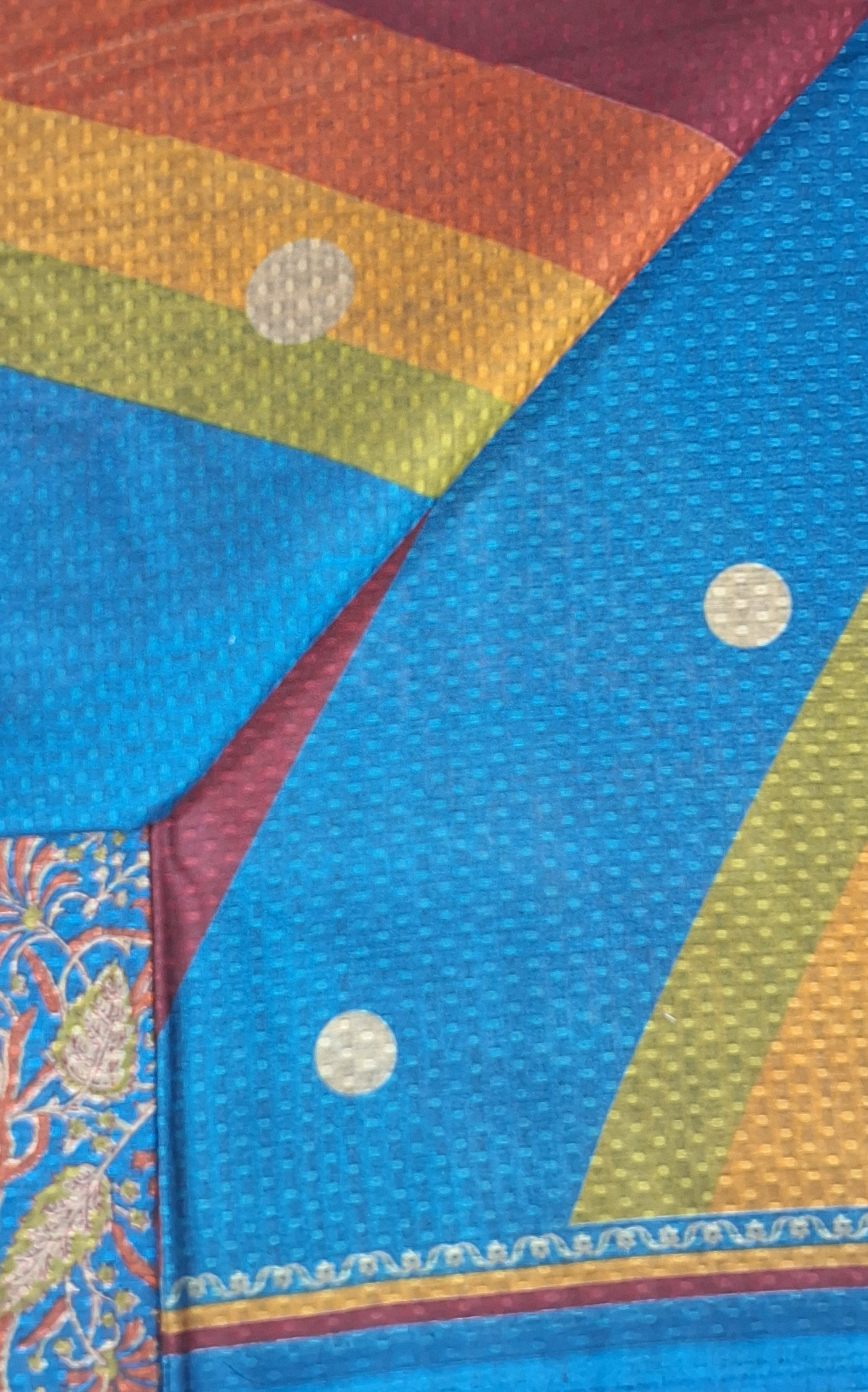 Blue Pure Muslin Bhagalpuri Handloom Pattern Printed Cotton Saree with Border