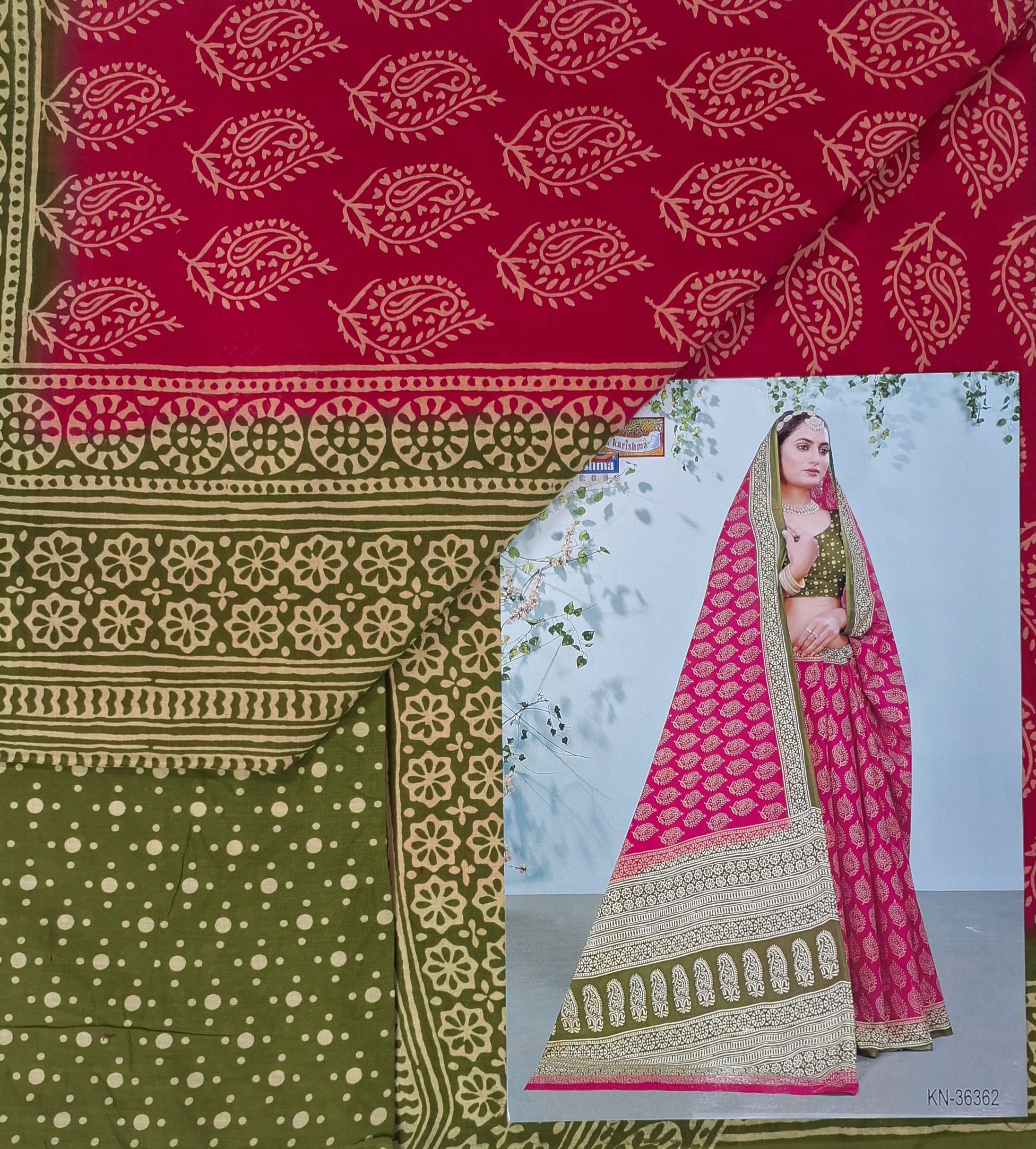 Pink Hand Batik Buta Style Shaded Soft Malai Cotton Printed Saree