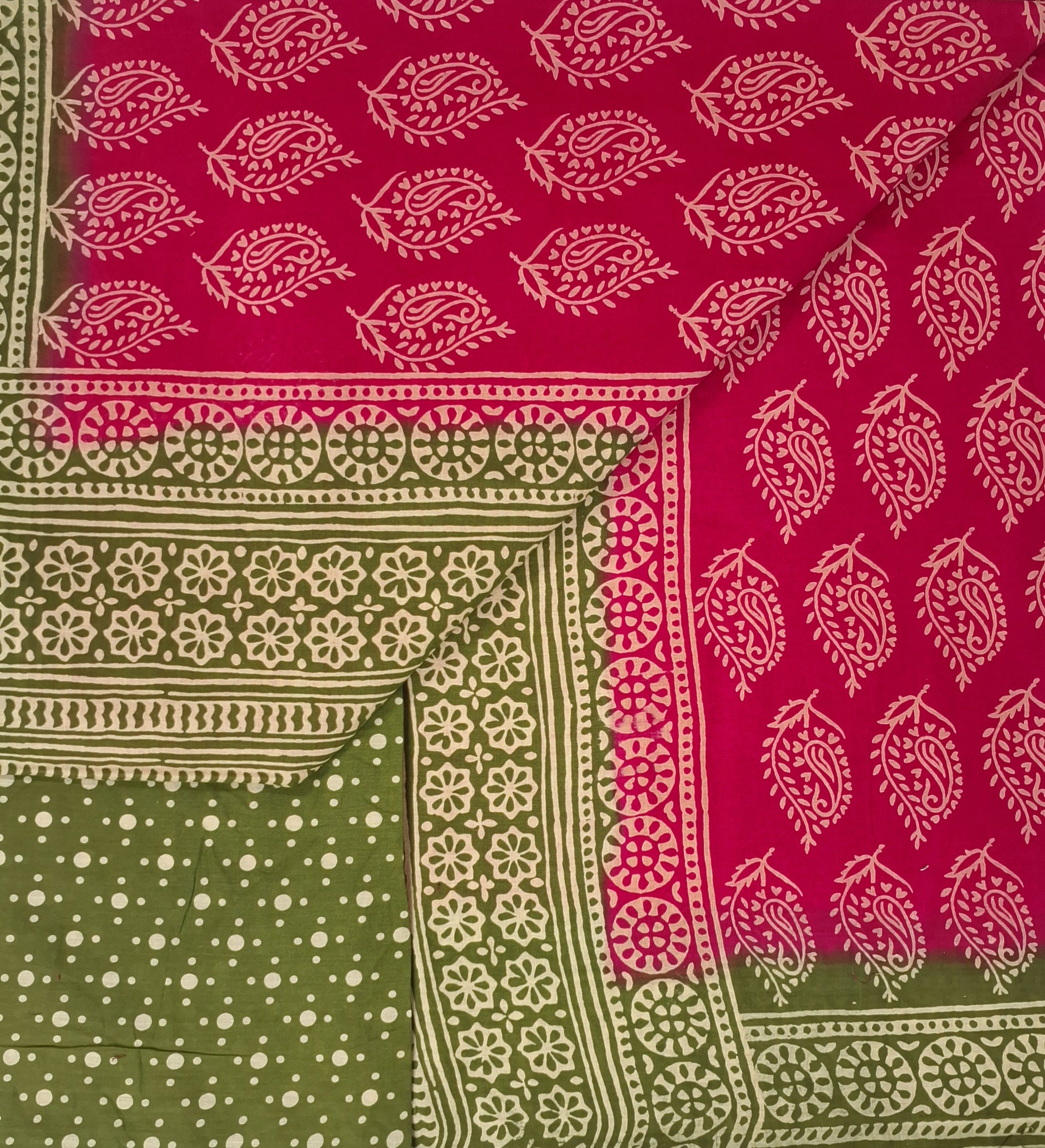 Pink Hand Batik Buta Style Shaded Soft Malai Cotton Printed Saree