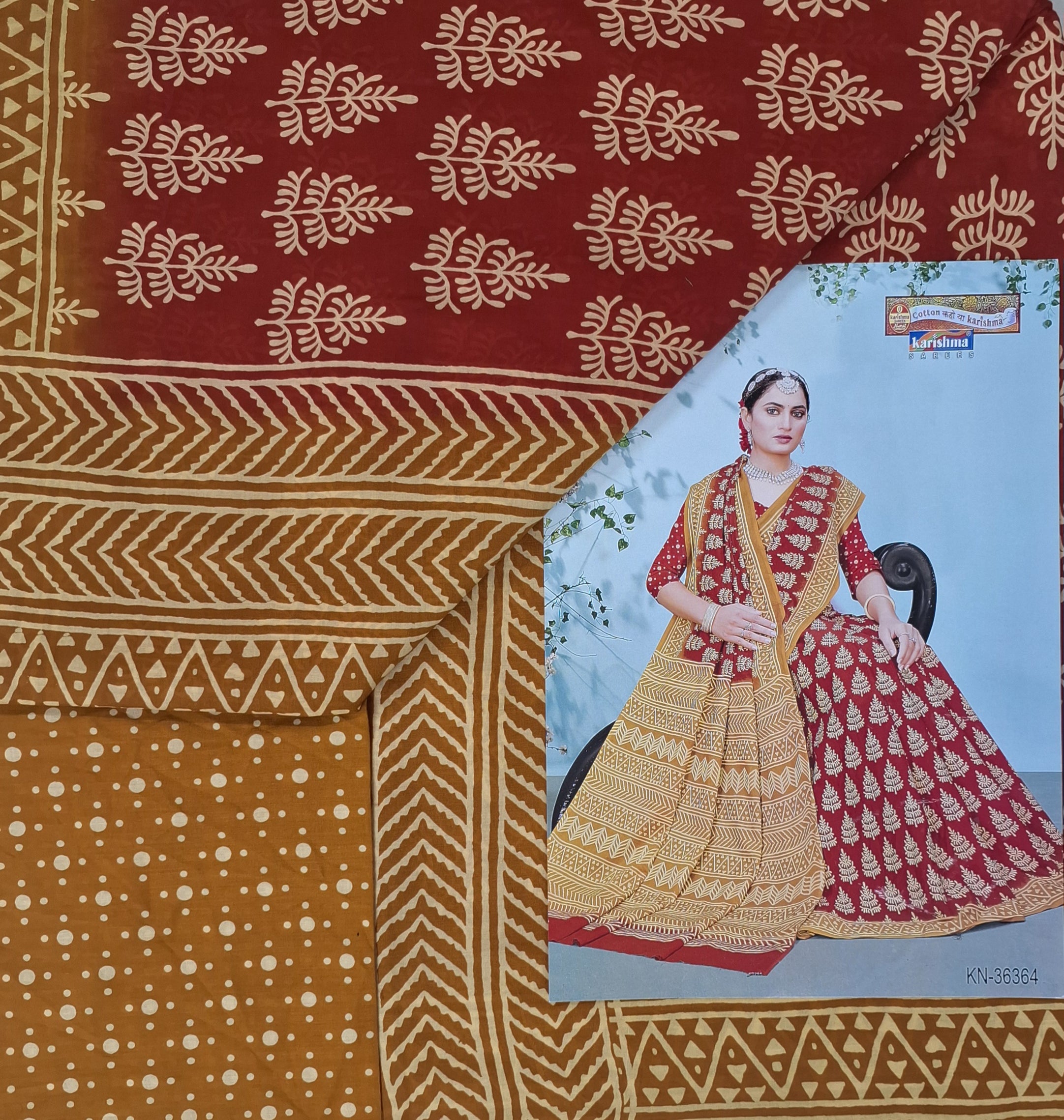 Brown Hand Batik Buta Style Shaded Soft Malai Cotton Printed Saree