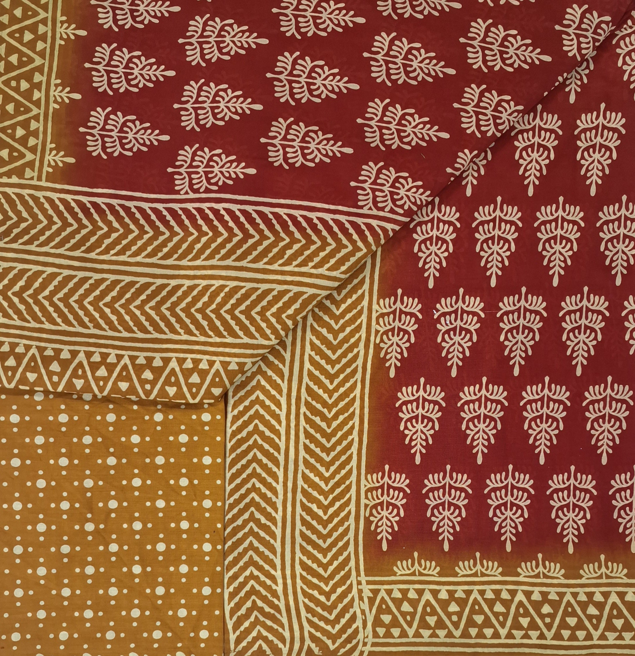 Brown Hand Batik Buta Style Shaded Soft Malai Cotton Printed Saree