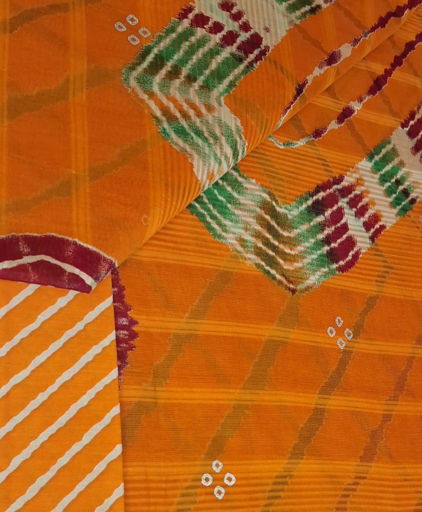 Yellow Bandhani Leheriya Design Colourful Printed Mulmul Pure Cotton Saree