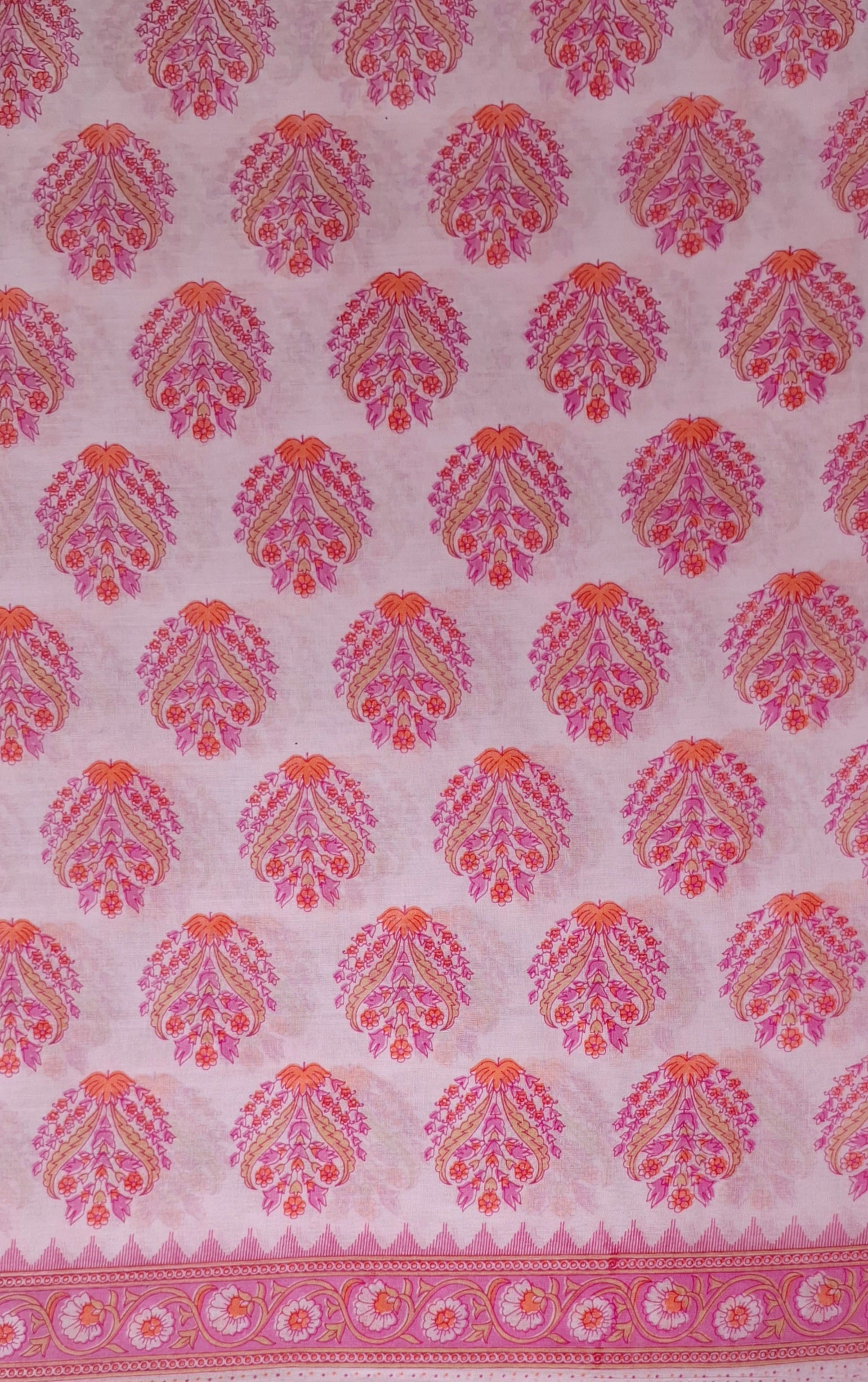 Pink Pastel Sanganeri Floral Design Printed Pure Soft Malai Cotton Saree