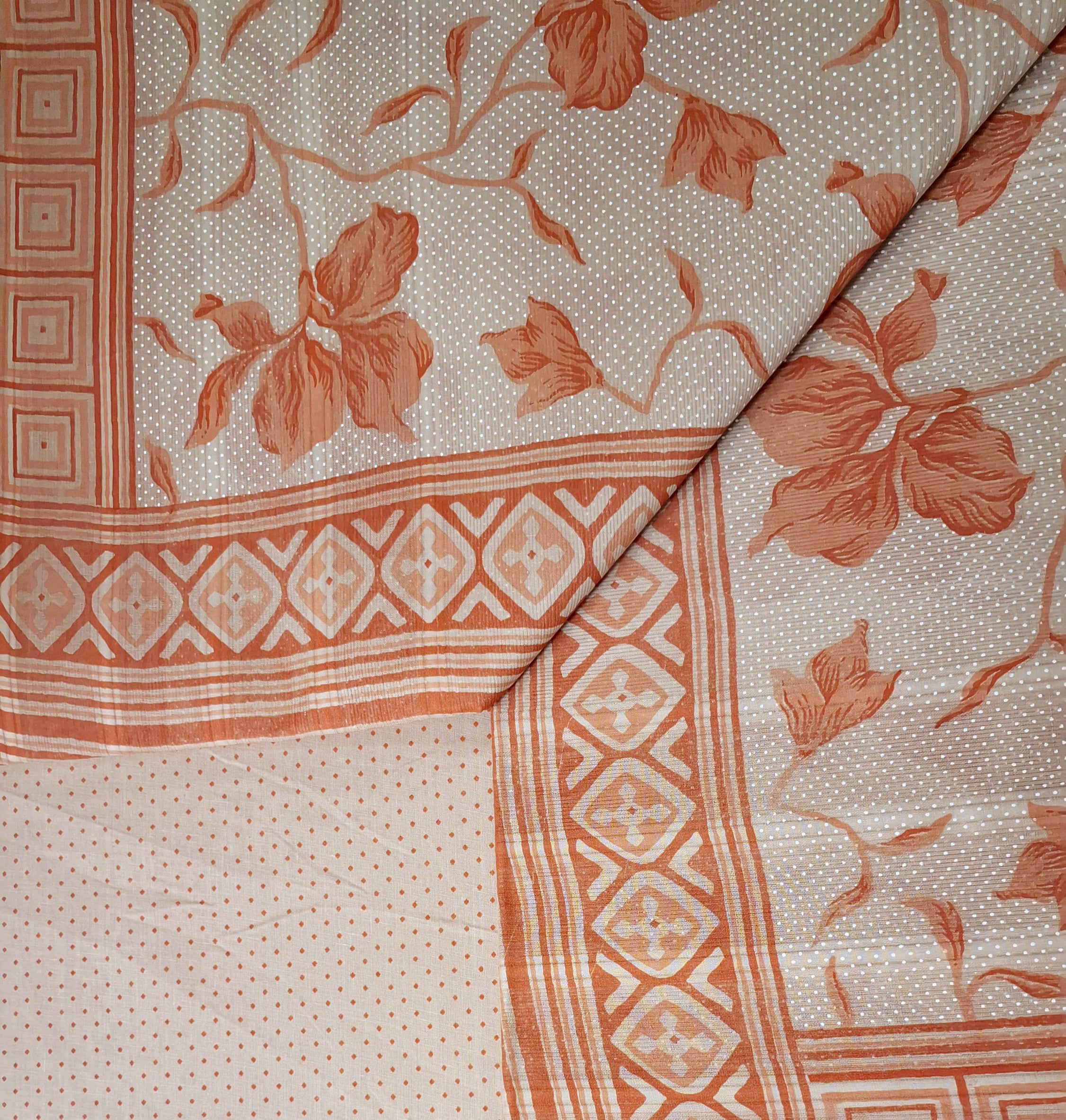 Brown Pastel Colour Flower Design Printed Pure Soft Malai Cotton Saree