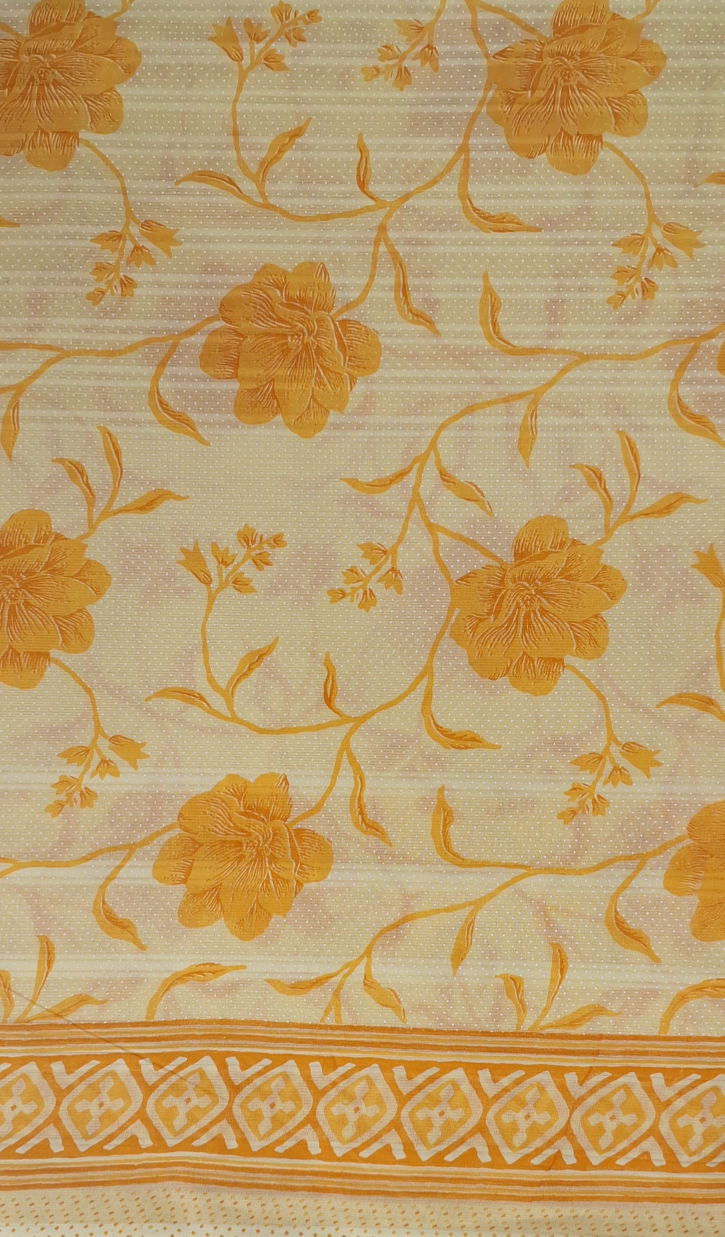 Yellow Pastel Colour Flower Design Printed Pure Soft Malai Cotton Saree