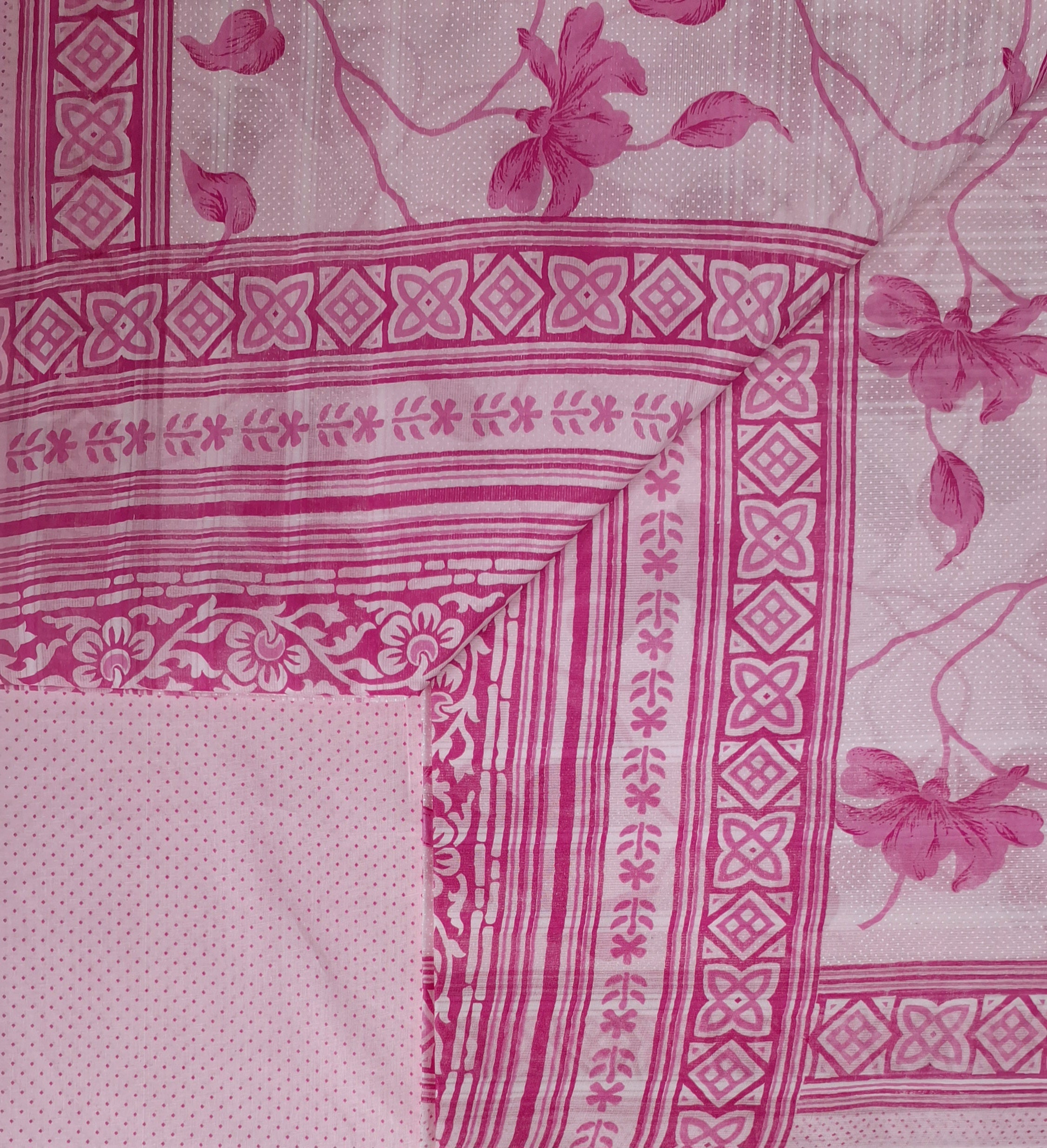 Pink Pastel Colour Flower Design Printed Pure Soft Malai Cotton Saree