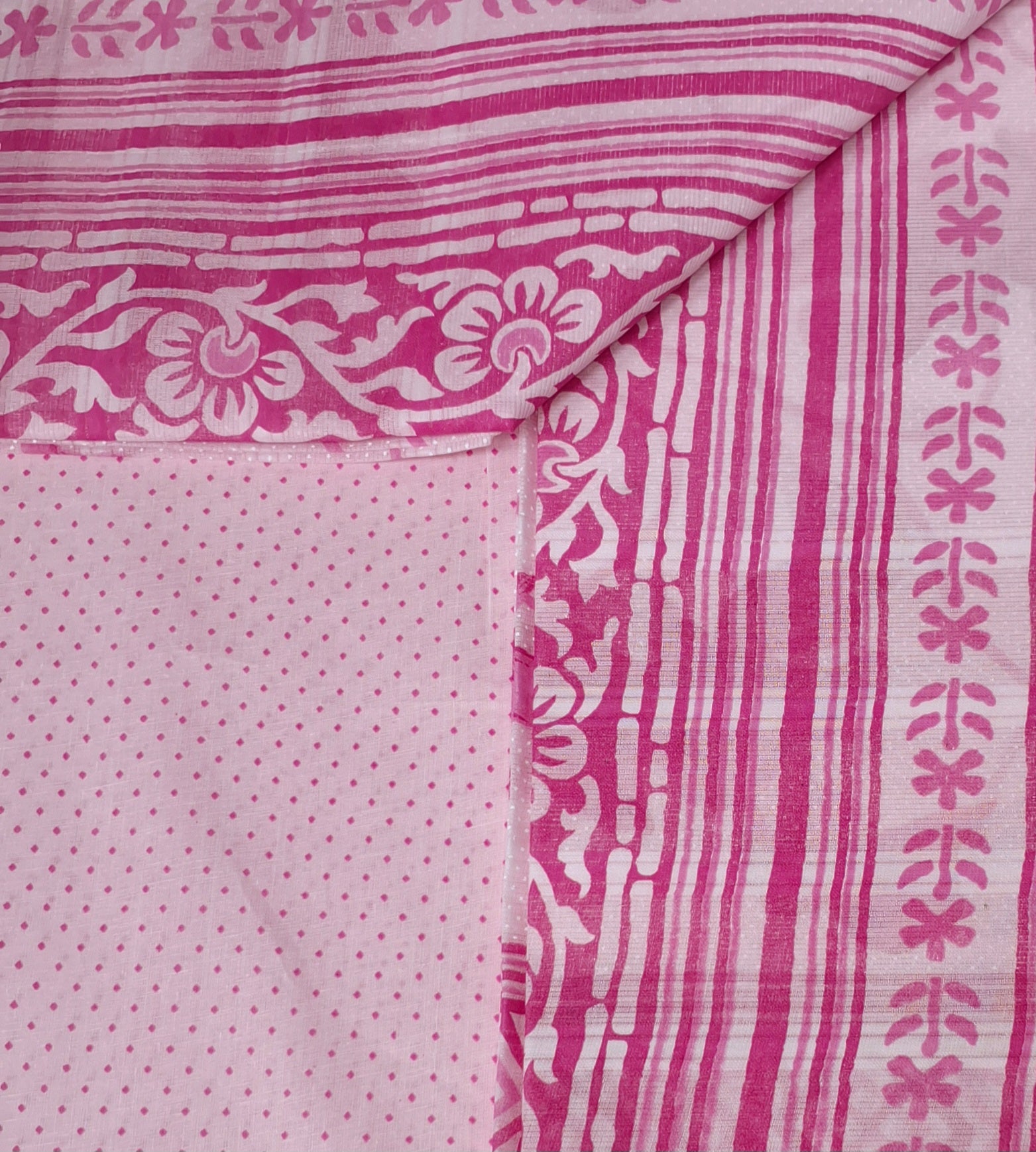 Pink Pastel Colour Flower Design Printed Pure Soft Malai Cotton Saree