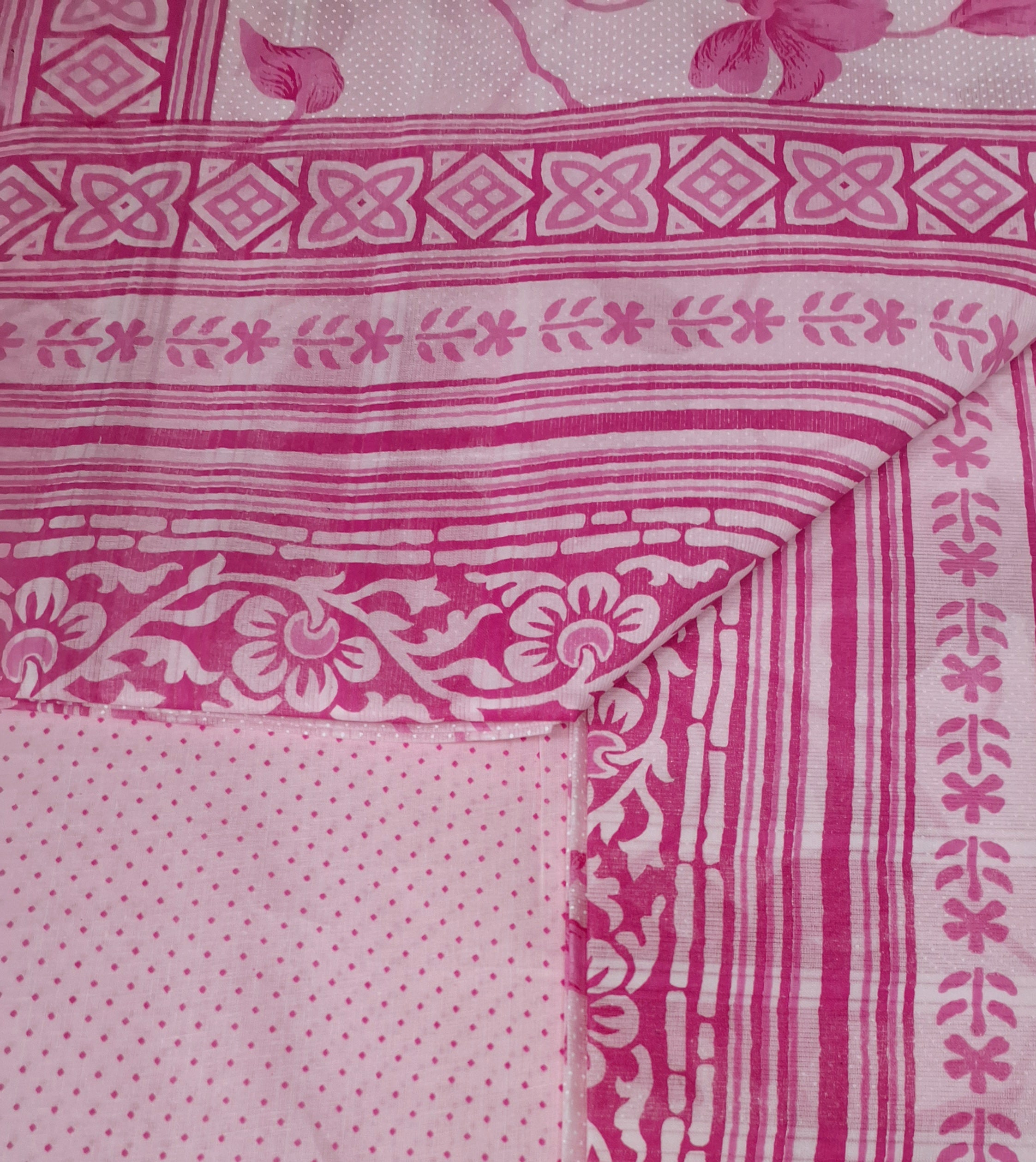 Pink Pastel Colour Flower Design Printed Pure Soft Malai Cotton Saree