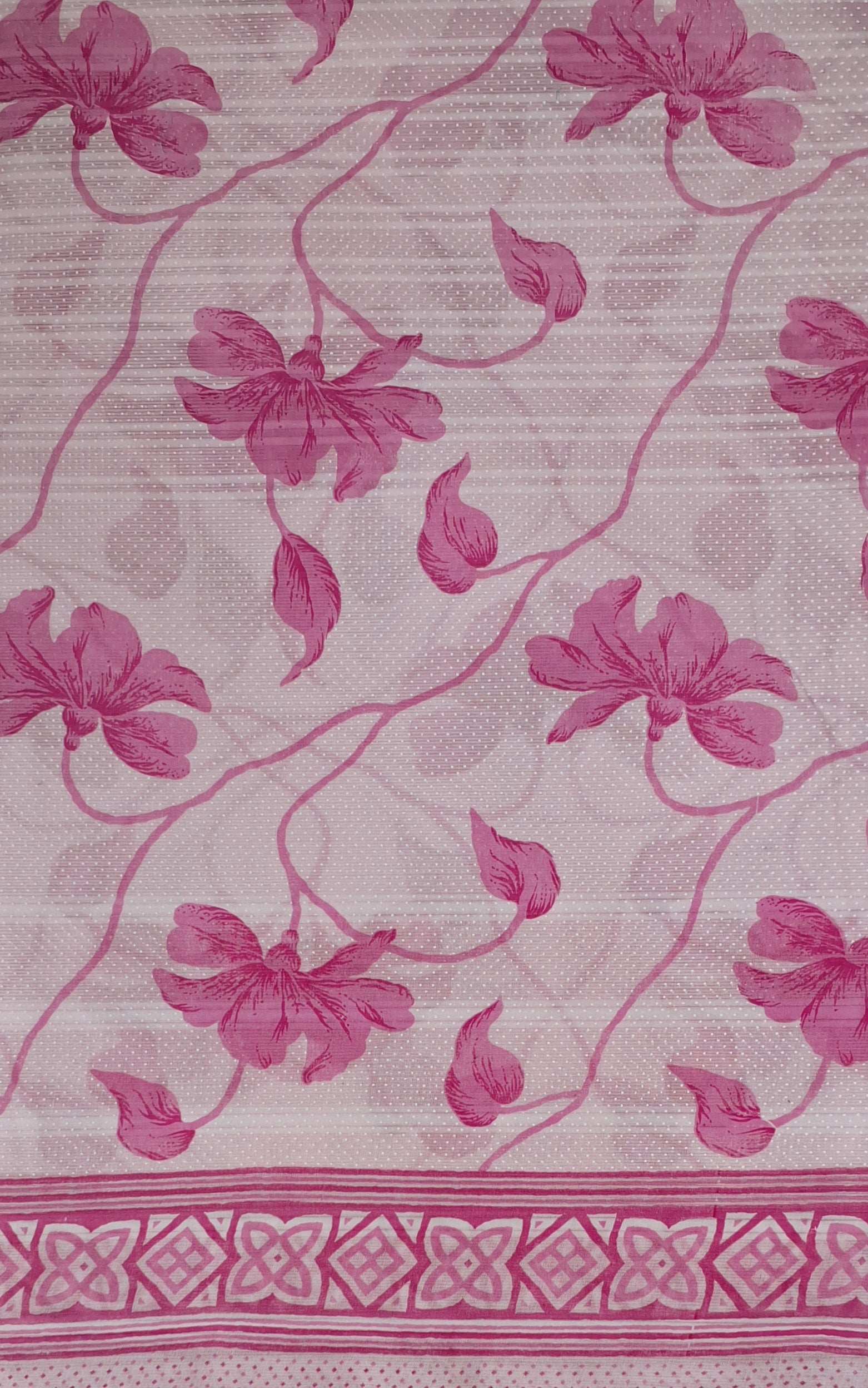 Pink Pastel Colour Flower Design Printed Pure Soft Malai Cotton Saree