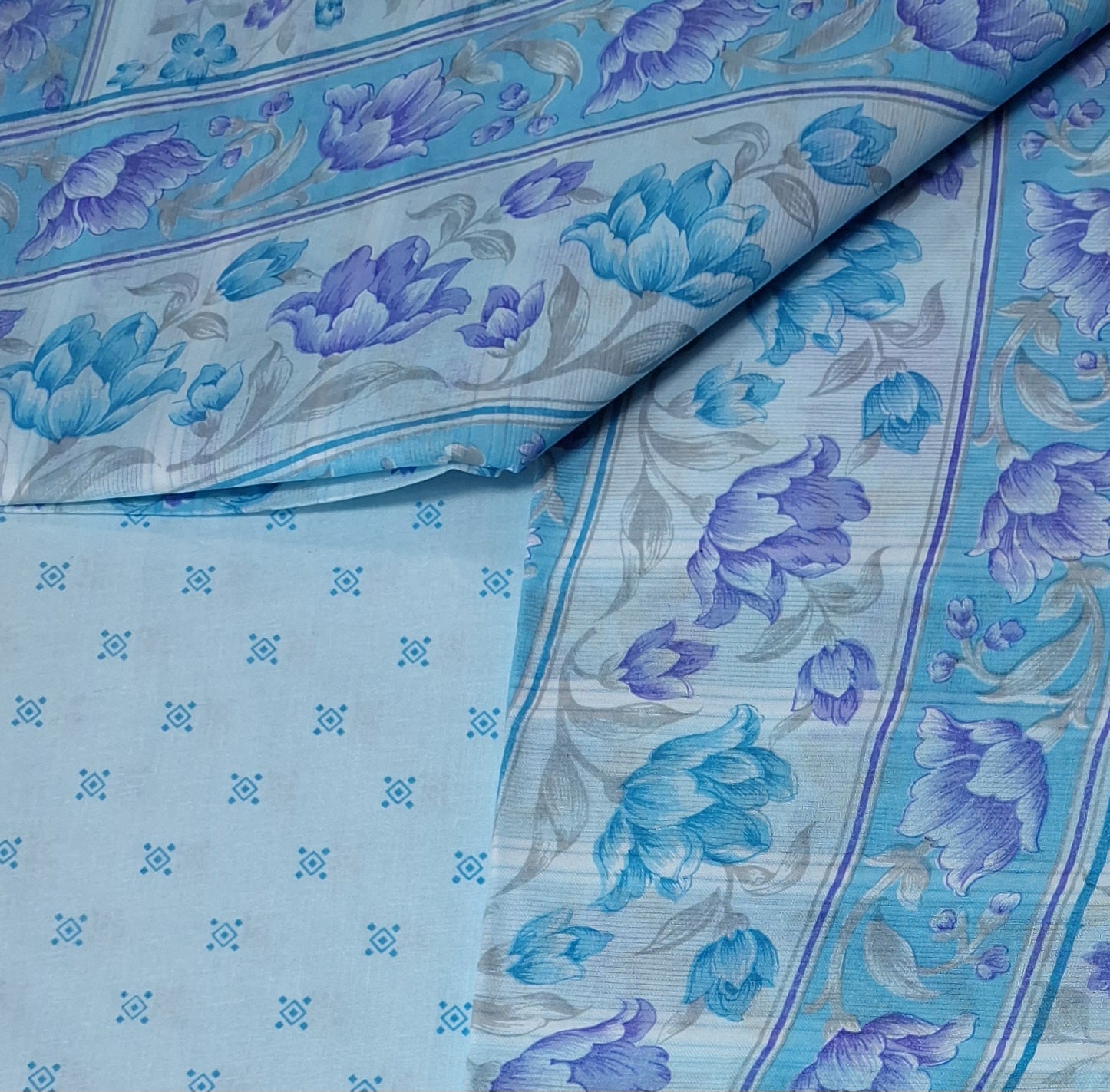 Light Blue Colour Design Pure Soft Malai Cotton Printed Saree