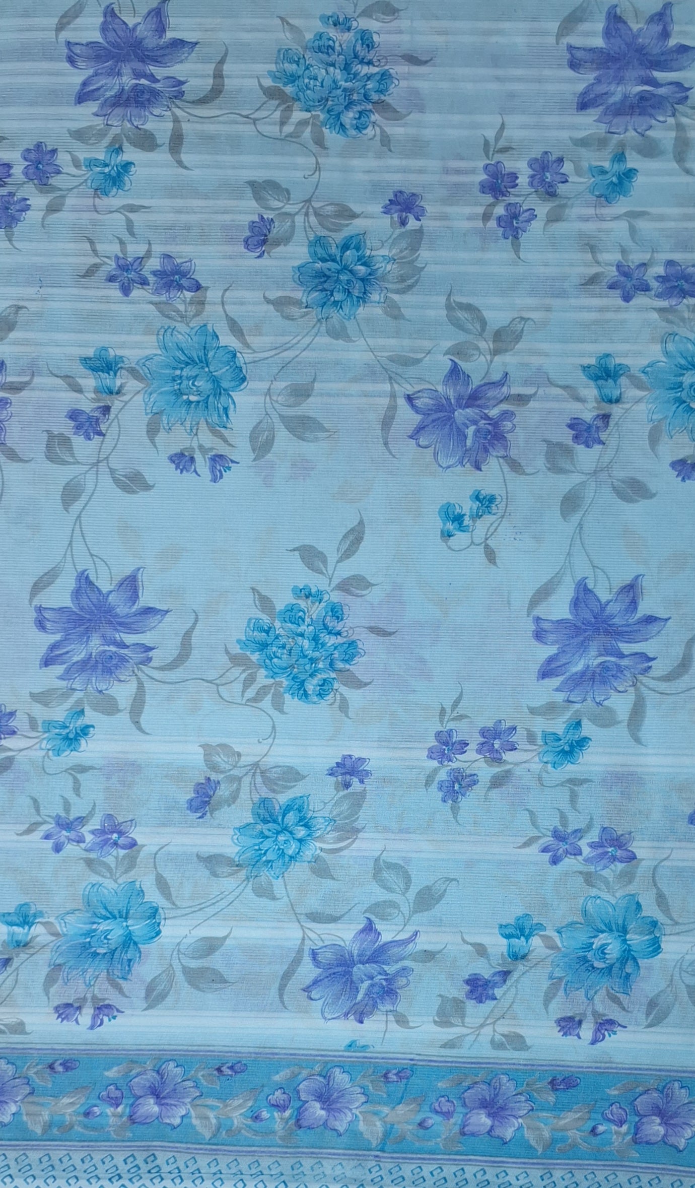 Light Blue Colour Design Pure Soft Malai Cotton Printed Saree