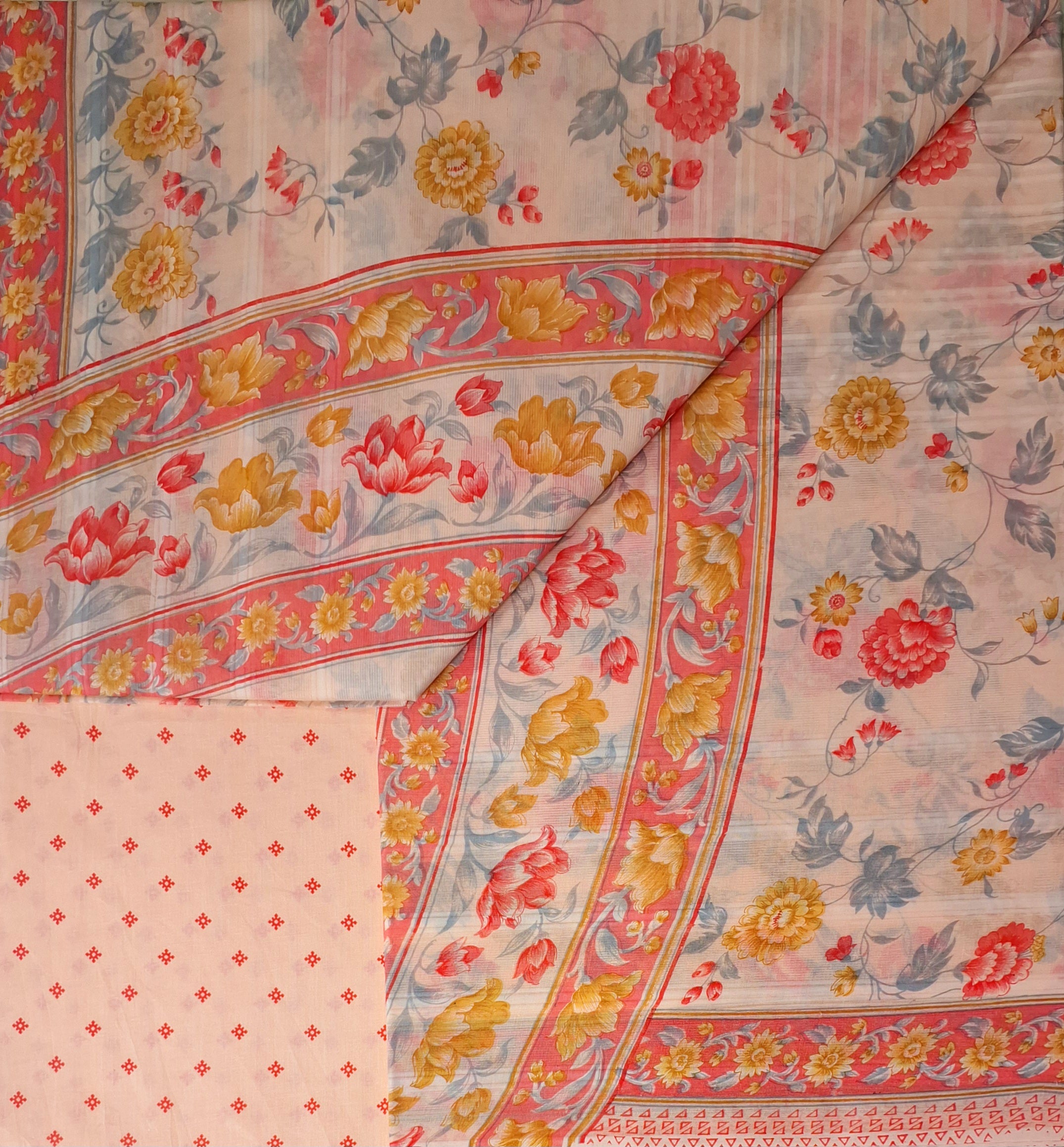 Light Peach Colour Design Pure Soft Malai Cotton Printed Saree