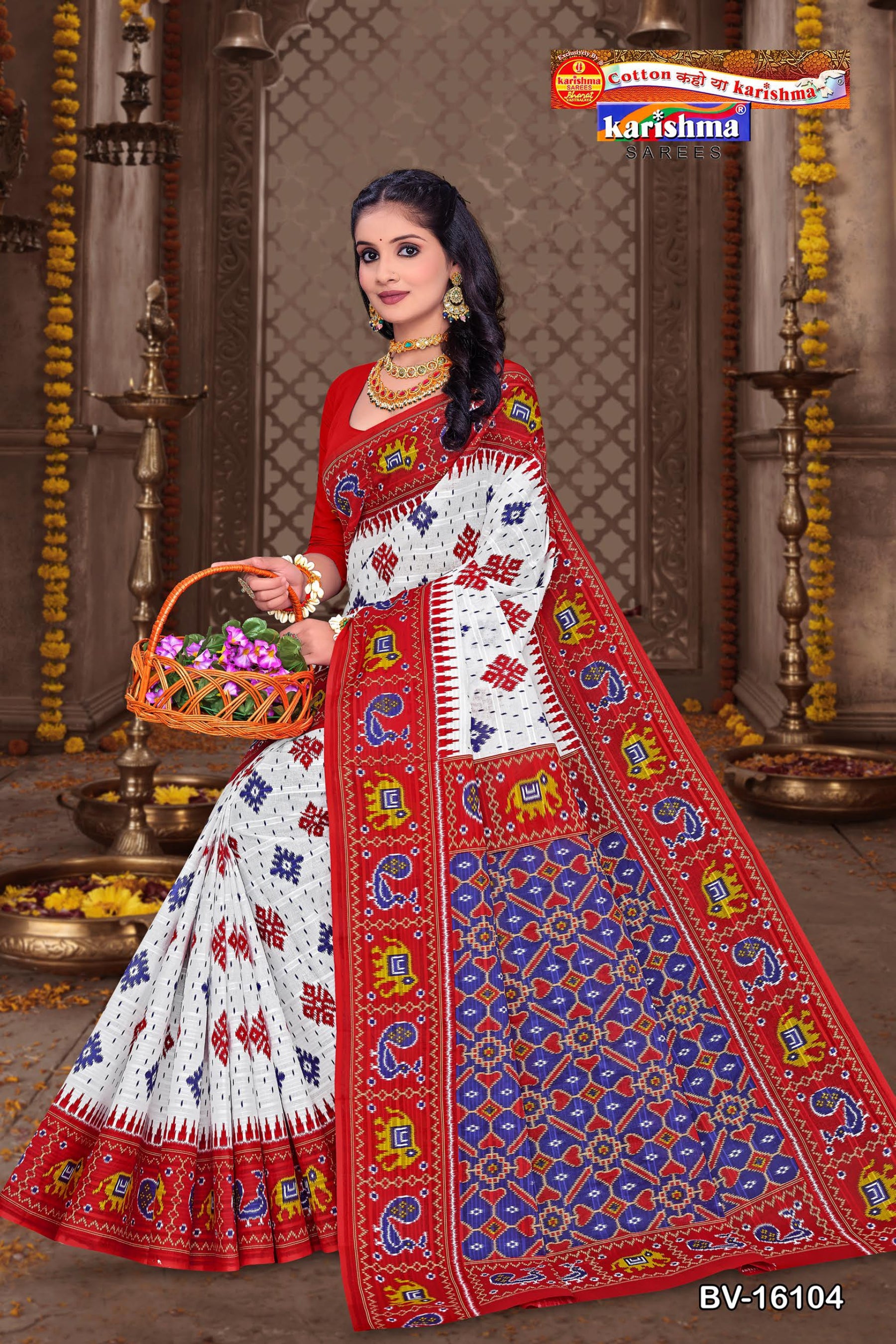 Pink Traditional Gorgeous Pure Cotton Mulmul (Stiff) Saree With Ikat Design