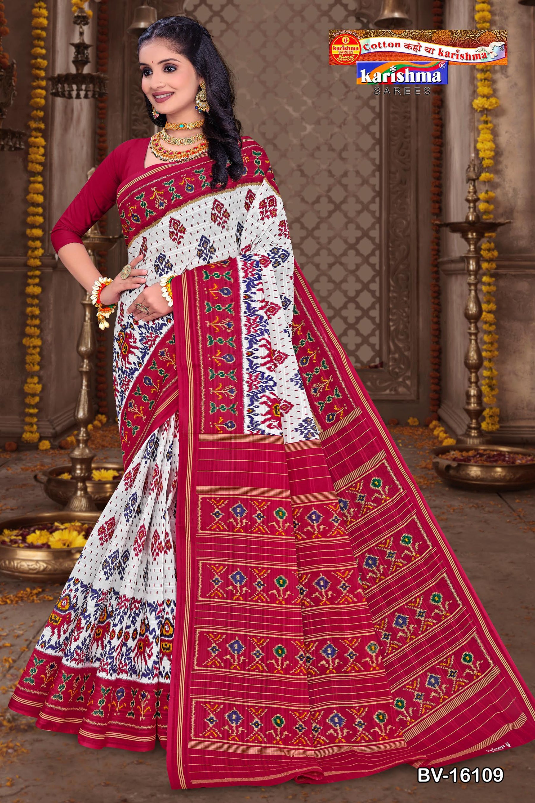 Purple Traditional Gorgeous Pure Cotton Mulmul (Stiff) Saree With Ikat Design