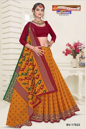 Yellow And Red Konark Kota Traditional Design Mulmul Pure Cotton Saree