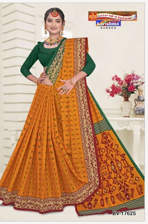 Yellow And Red Konark Kota Traditional Design Mulmul Pure Cotton Saree