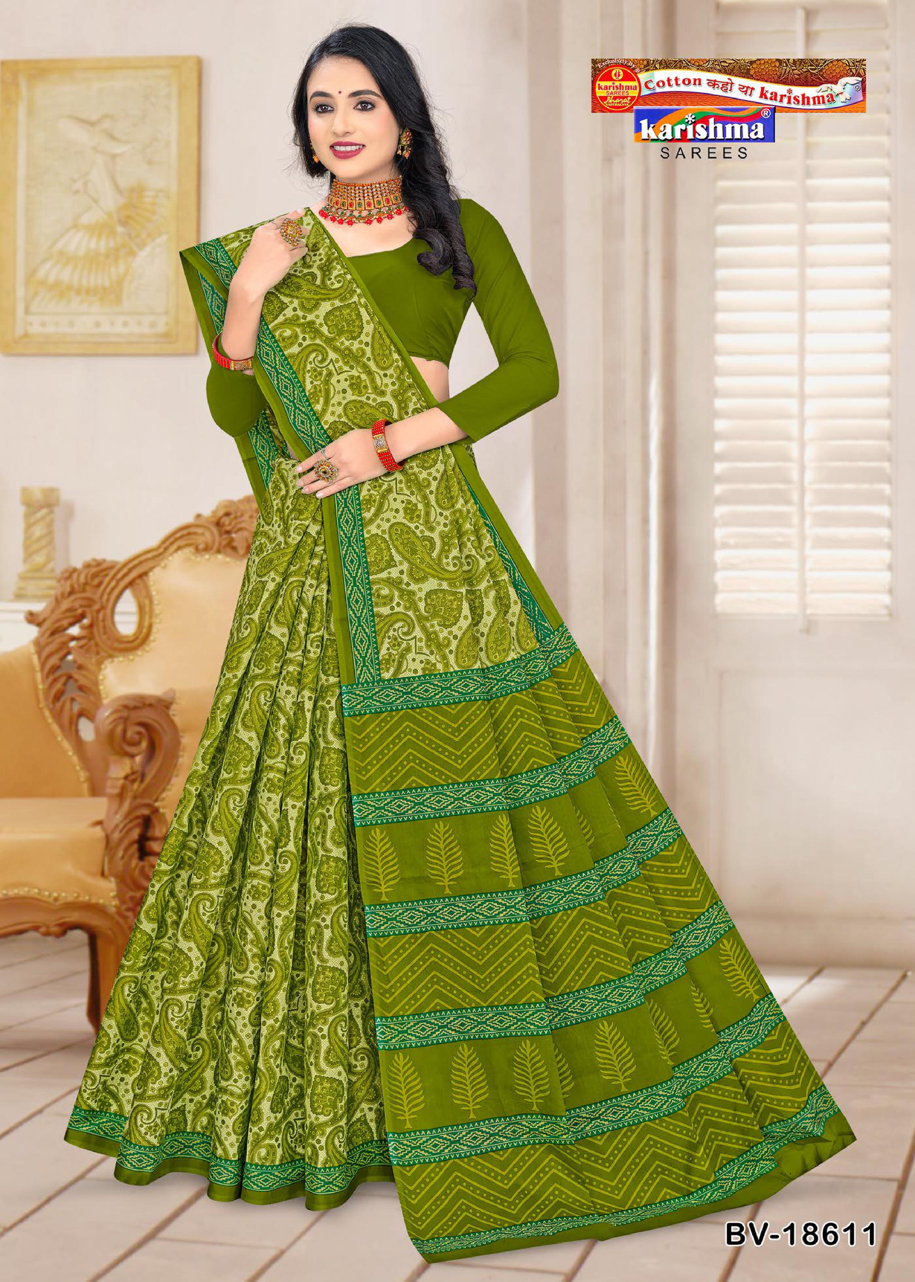 Olive Pure Cotton Malai (Soft) Saree With Paisely print