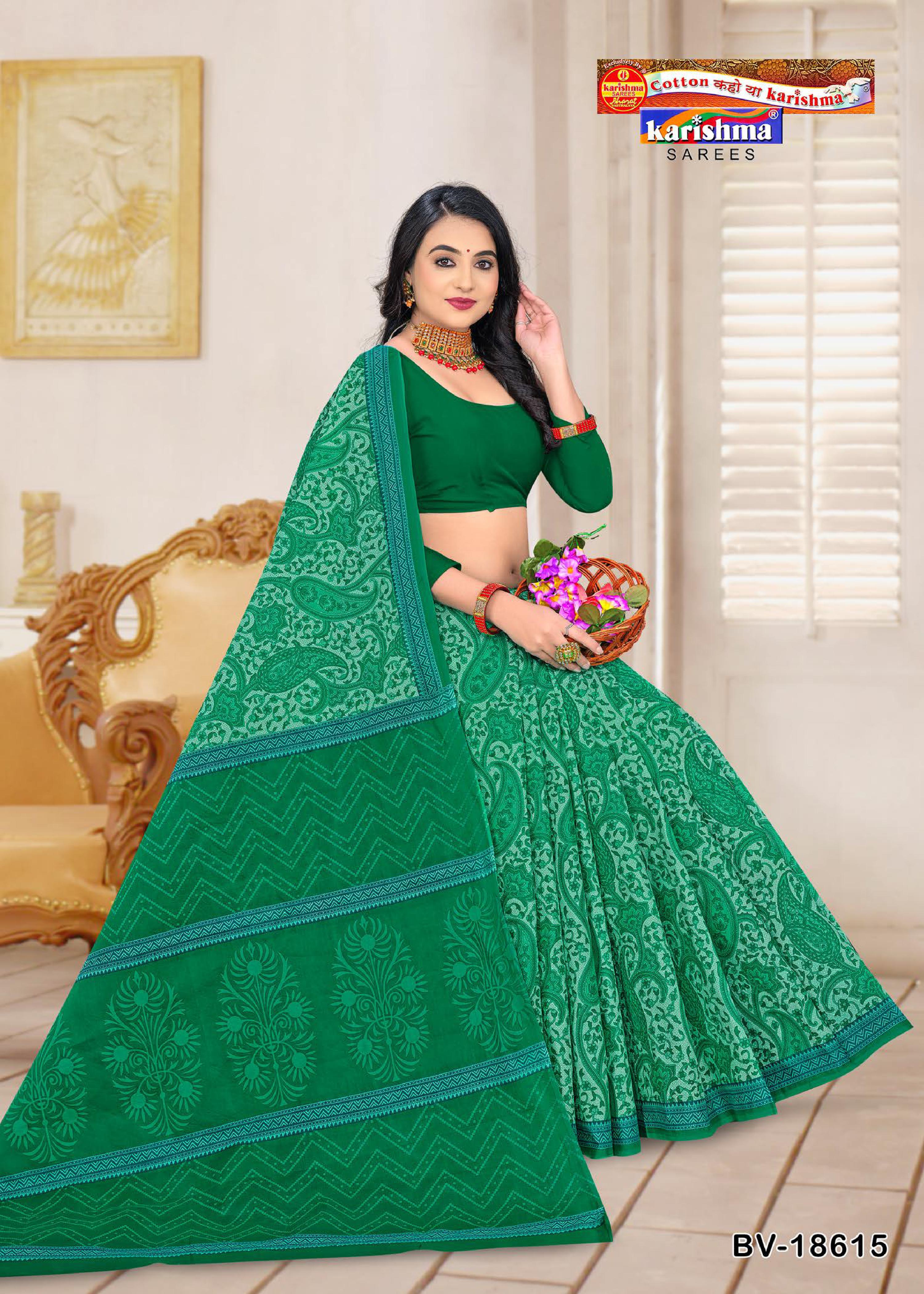 Green Pure Cotton Malai (Soft) Saree With Paisely print