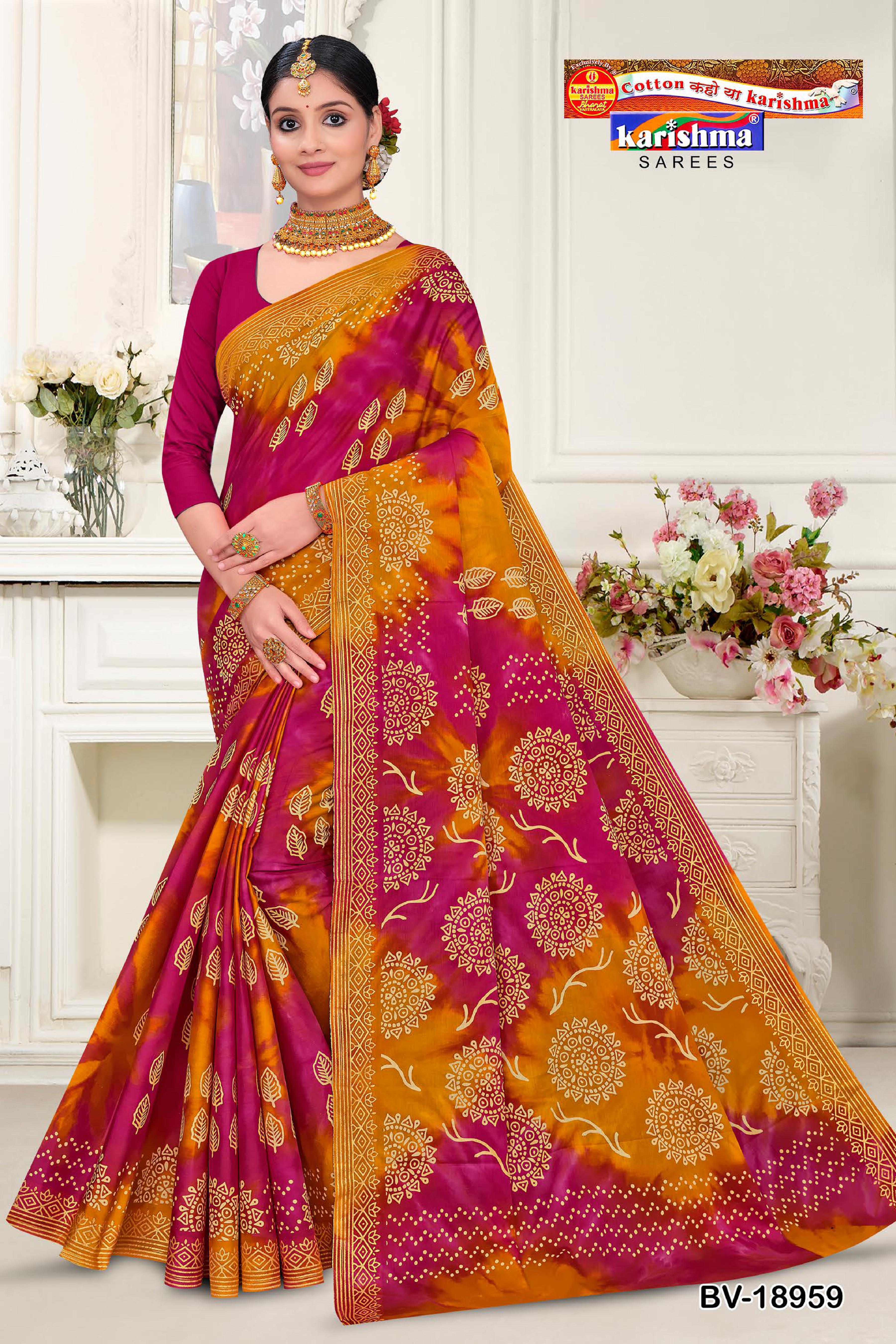 Pink Pure Cotton Malai (Soft) Saree With Simple Print And Golden Border