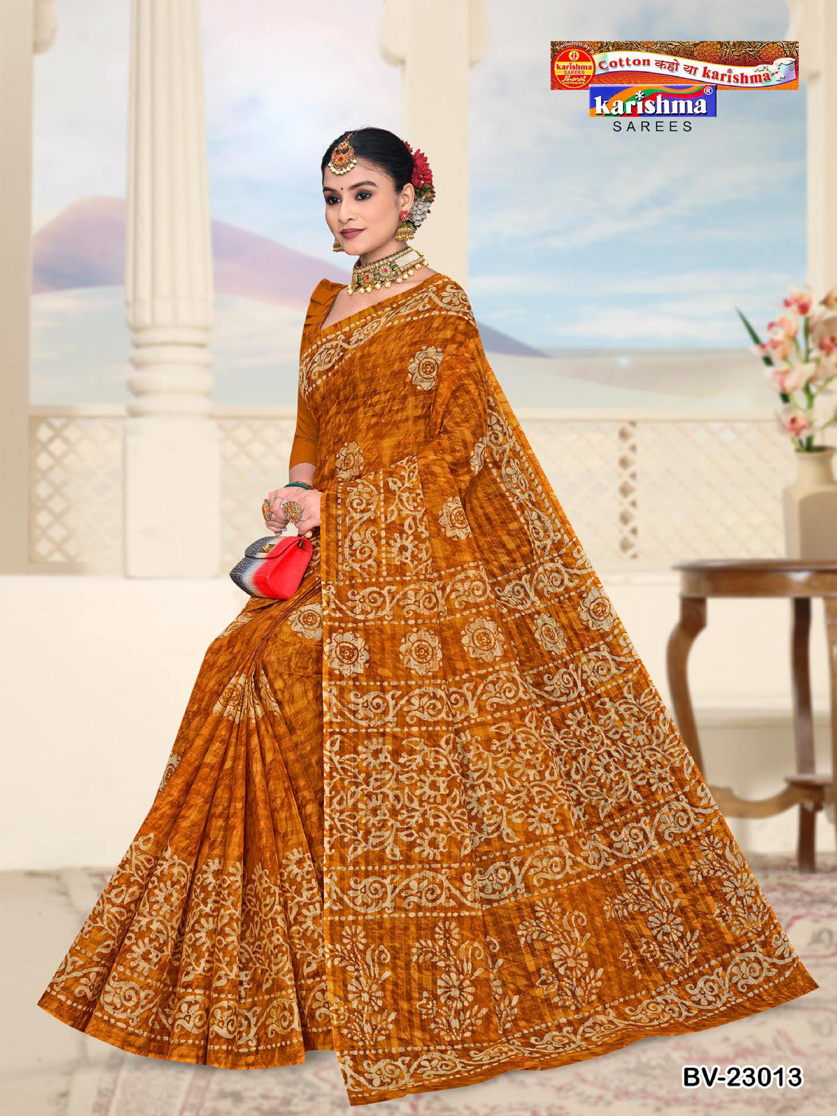 Yellow Pure Cotton Mulmul (Stiff) Saree With Traditional Batik Print