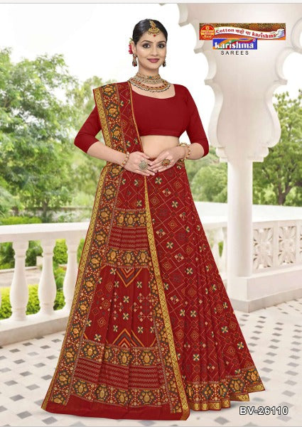 Red Royal Red Sindoor Zari Border Malai Pure Cotton Saree