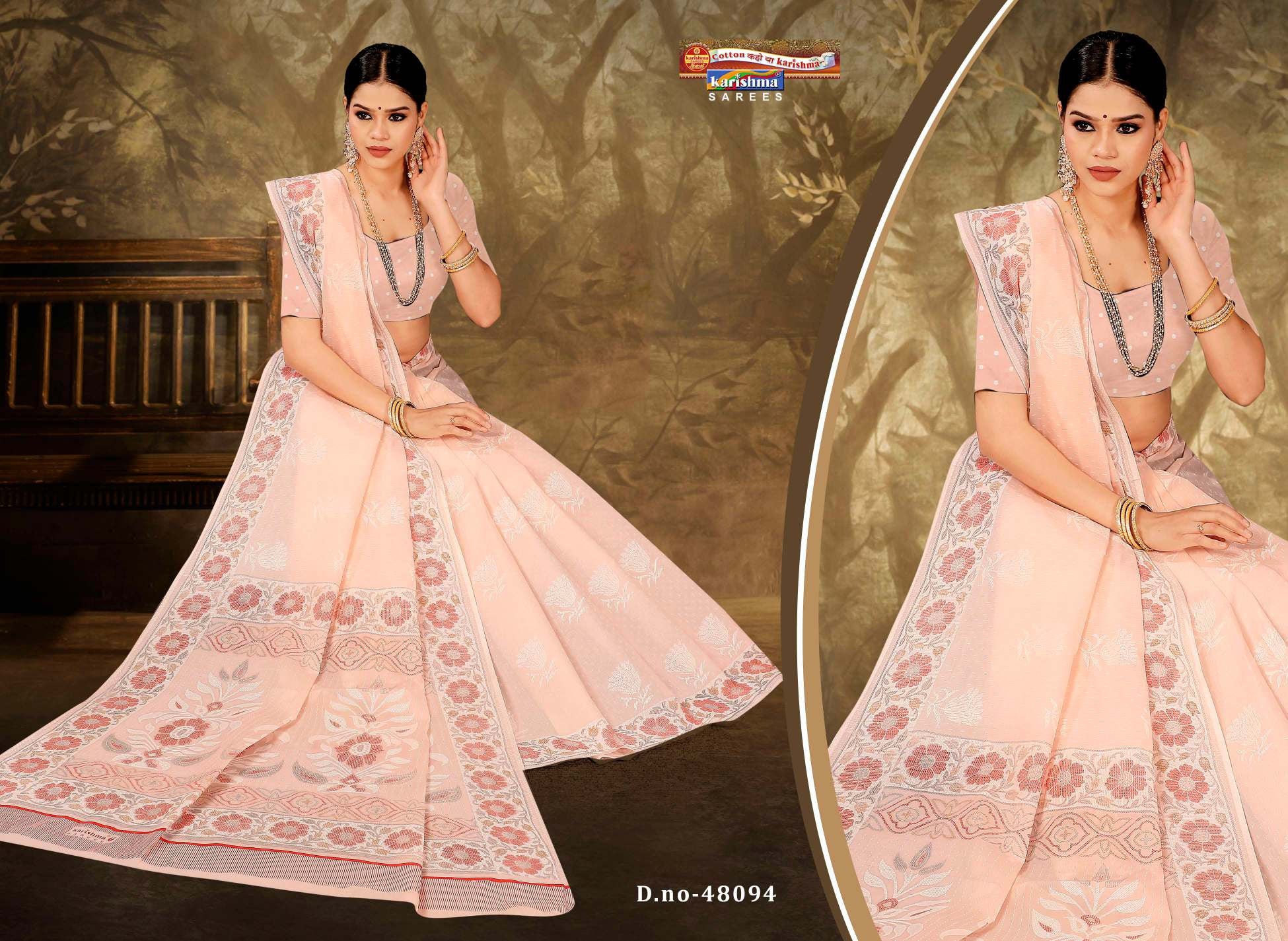 Beautiful Blush Pure Cotton Malai (Soft) Saree With Elegant Floral Print