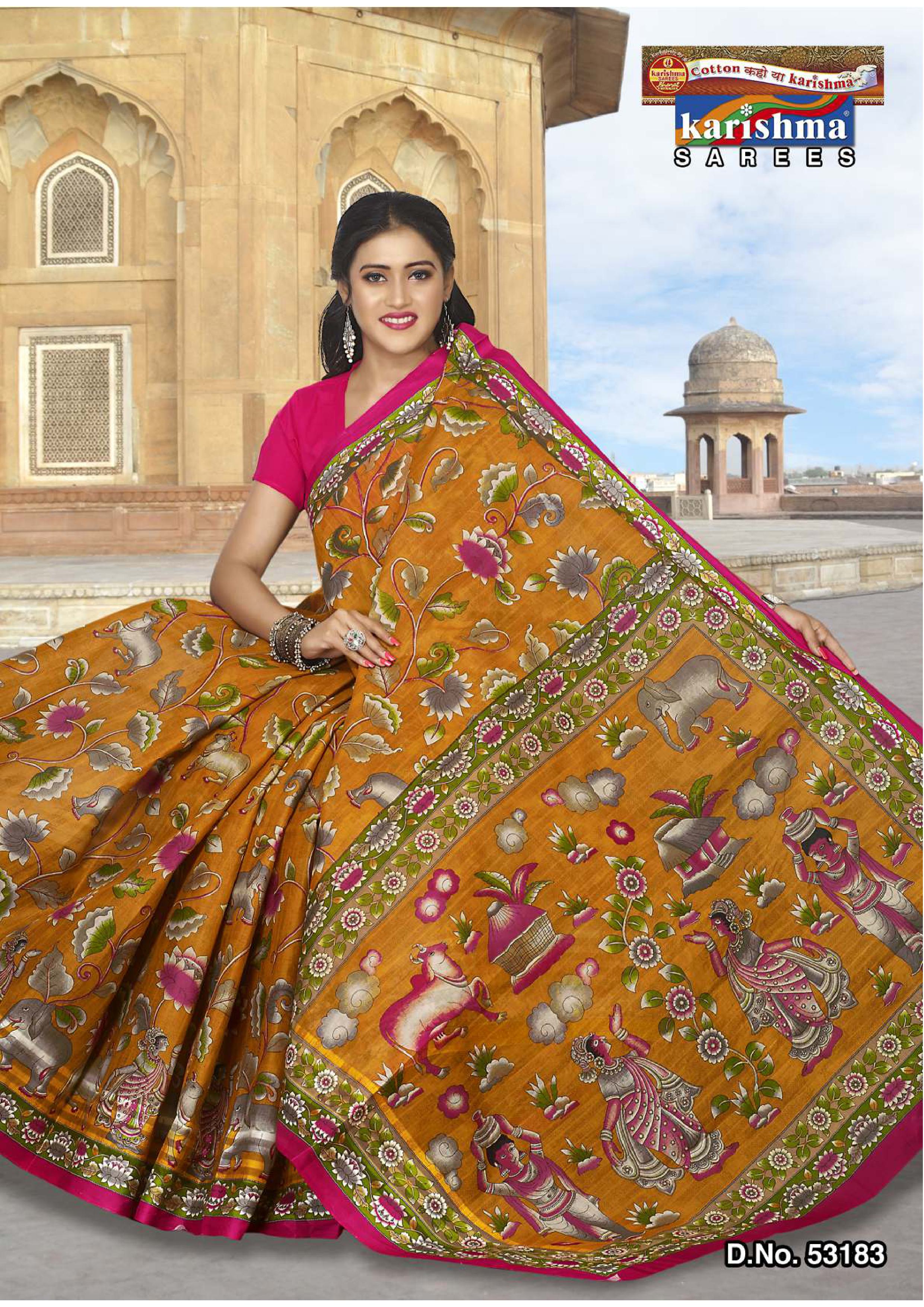 Mustard Pure Coton Mulmul (Stiff) Saree With Figure Print