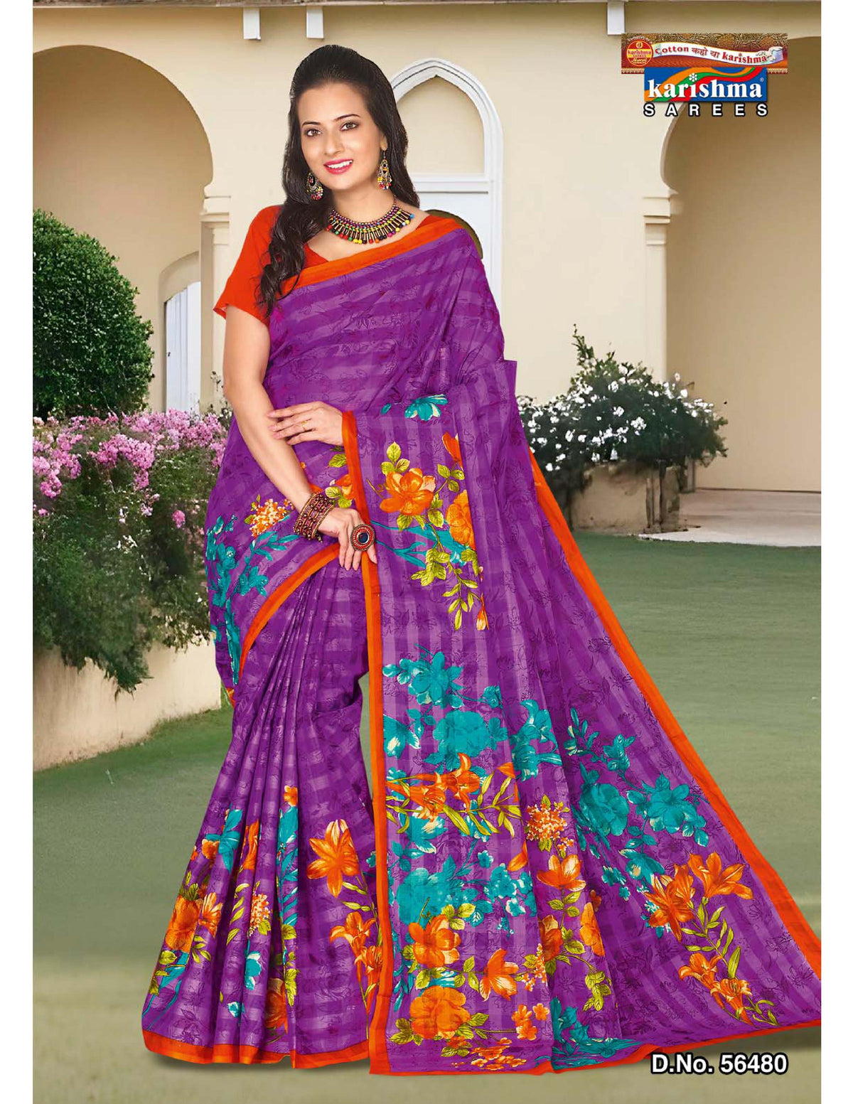 Floral Branch Stripe Mulmul Saree