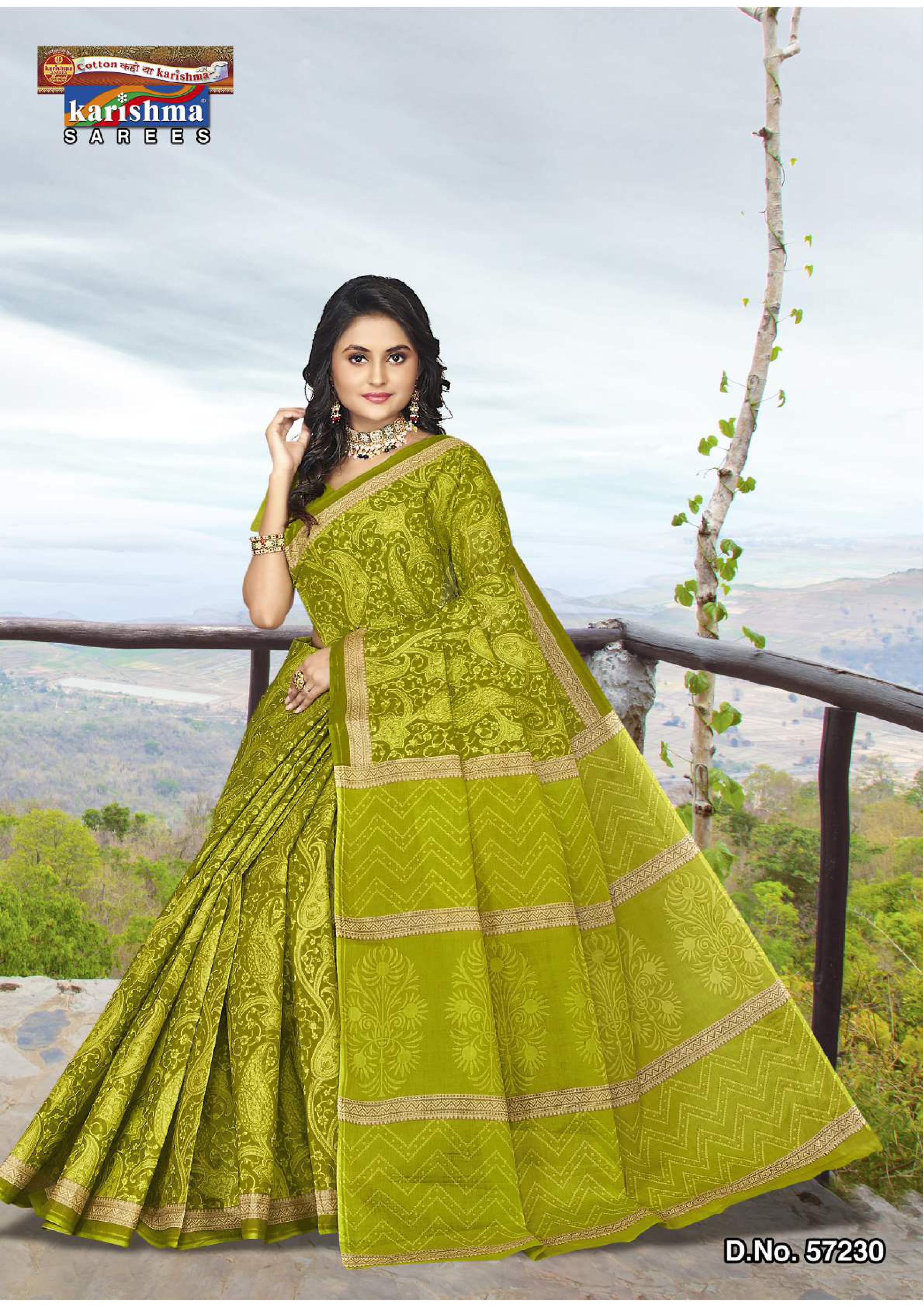 Ligth Green Pure Cotton Mulmul (Medium Soft) Saree With Beautiful Big Paisley Print