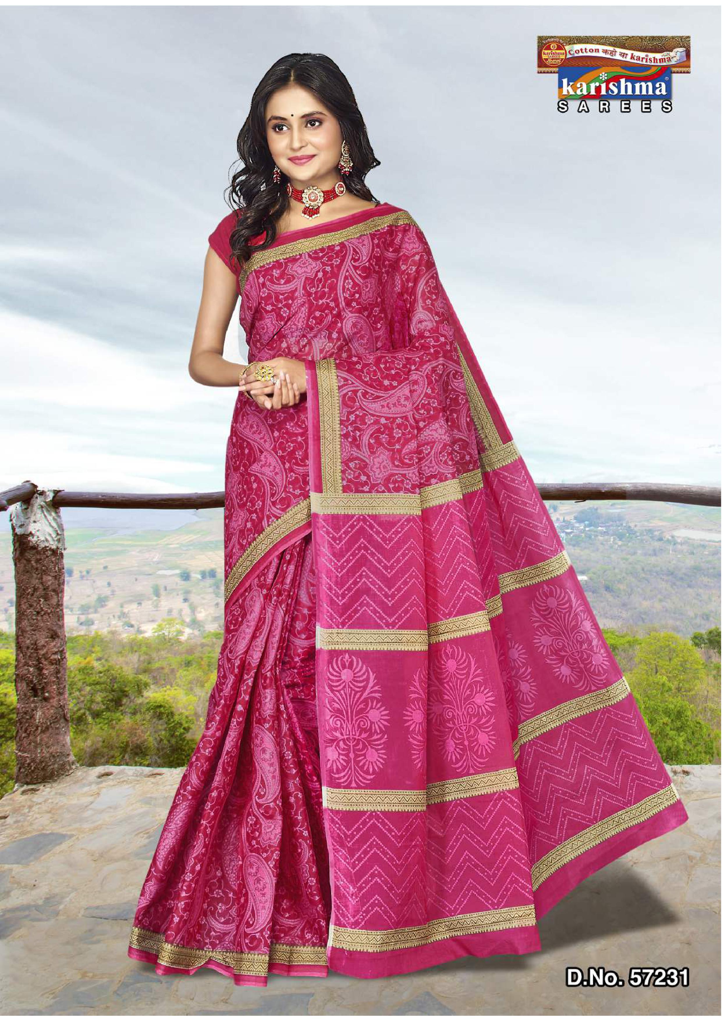 Pink Pure Cotton Mulmul (Medium Soft) Saree With Beautiful Big Paisley Print