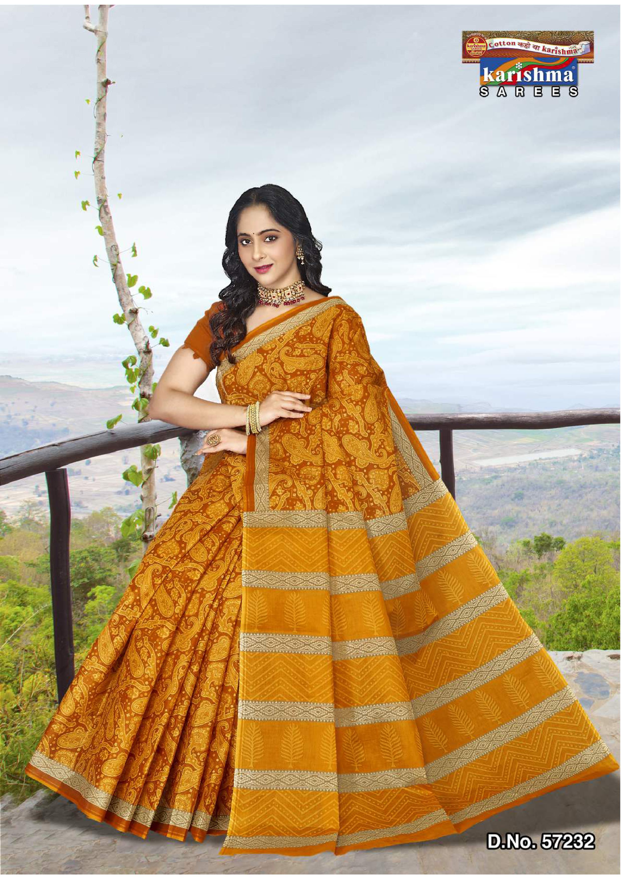 Yellow Pure Cotton Mulmul (Medium Soft) Saree With Beautiful Big Paisley Print