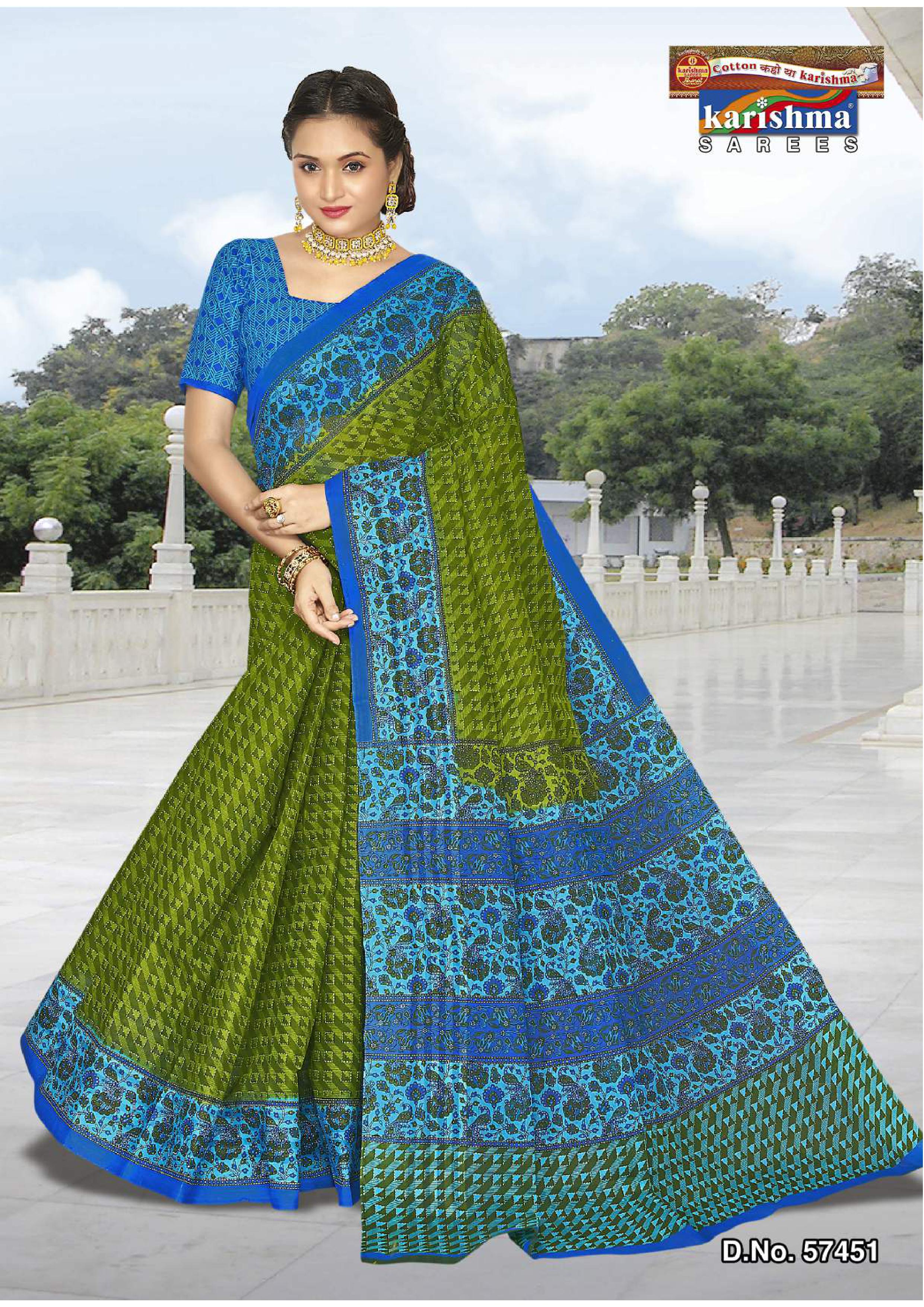 Light Green Pure Cotton Mulmul (Stiff) Saree With Geomatric Print And Floral Border
