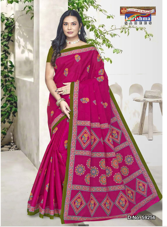 Pink Madhushree Delicate Print Mulmul Saree