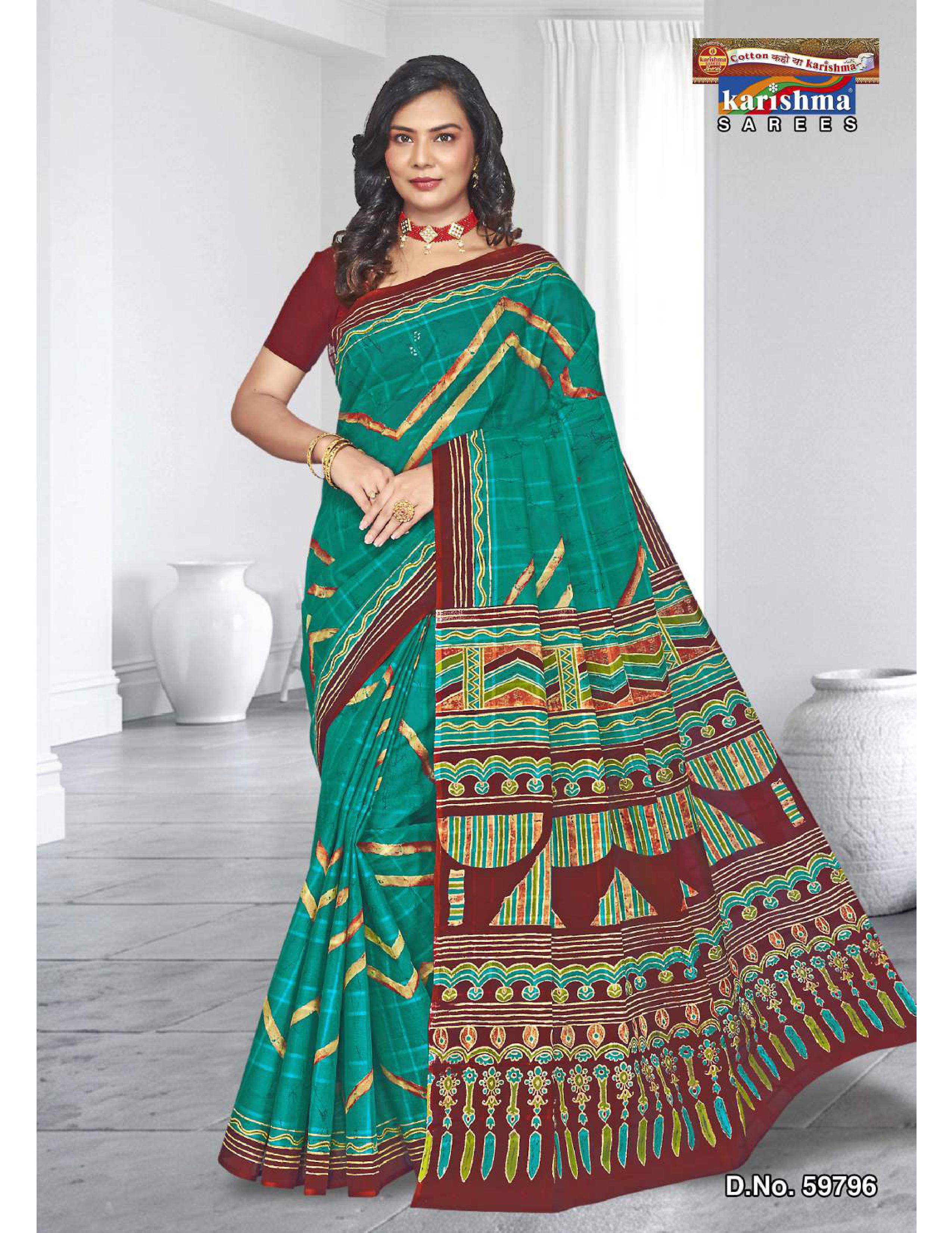 Green Lehirya Design Mulmul (Crisp) Saree