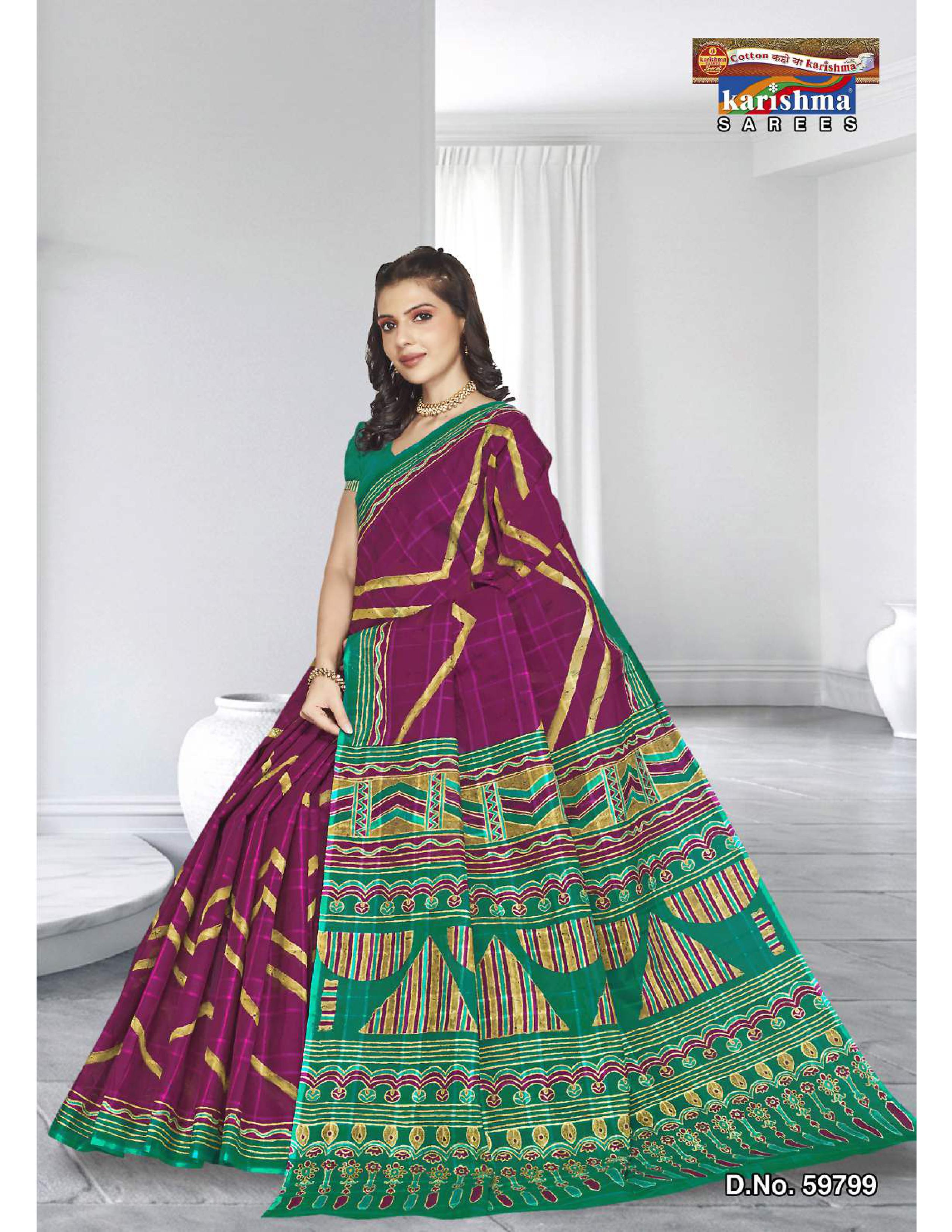 Purple Lehirya Design Mulmul (Crisp) Saree