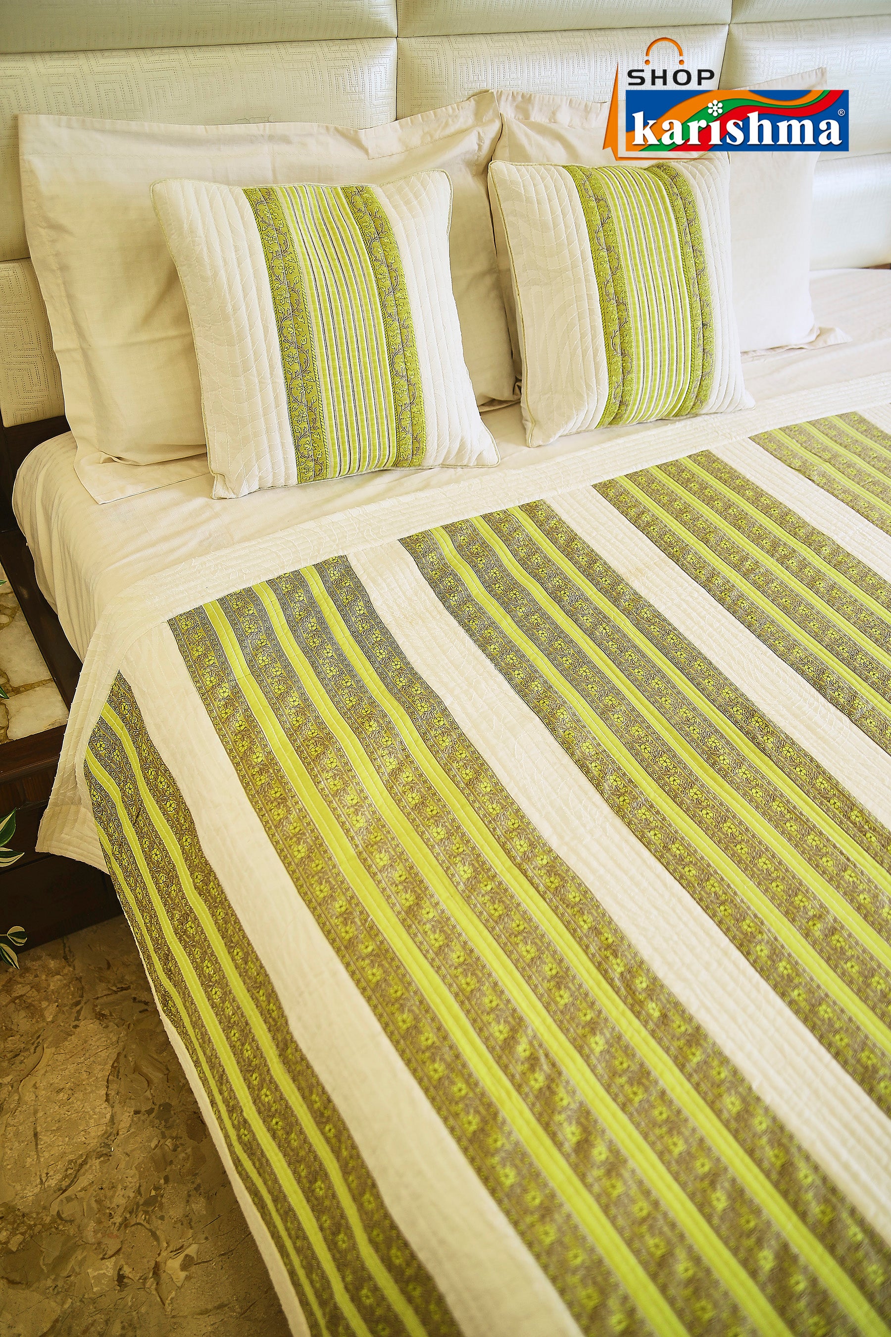 Kingsize Blue Patola Sari Bedcover -Silk & Cotton