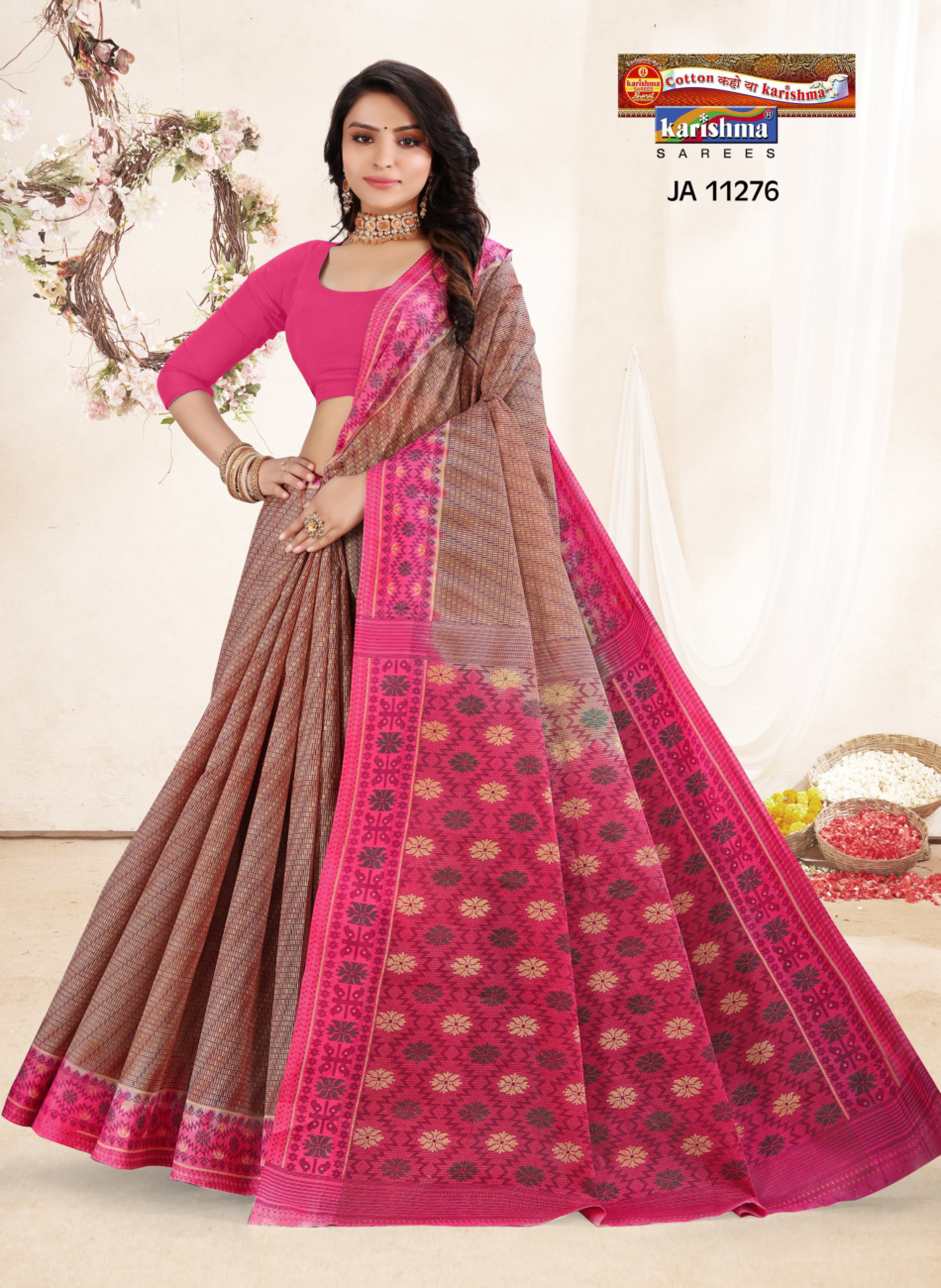 Beige And Pink Pure Coton Mulmul (Soft) Saree With Abstract Design and Bold Border