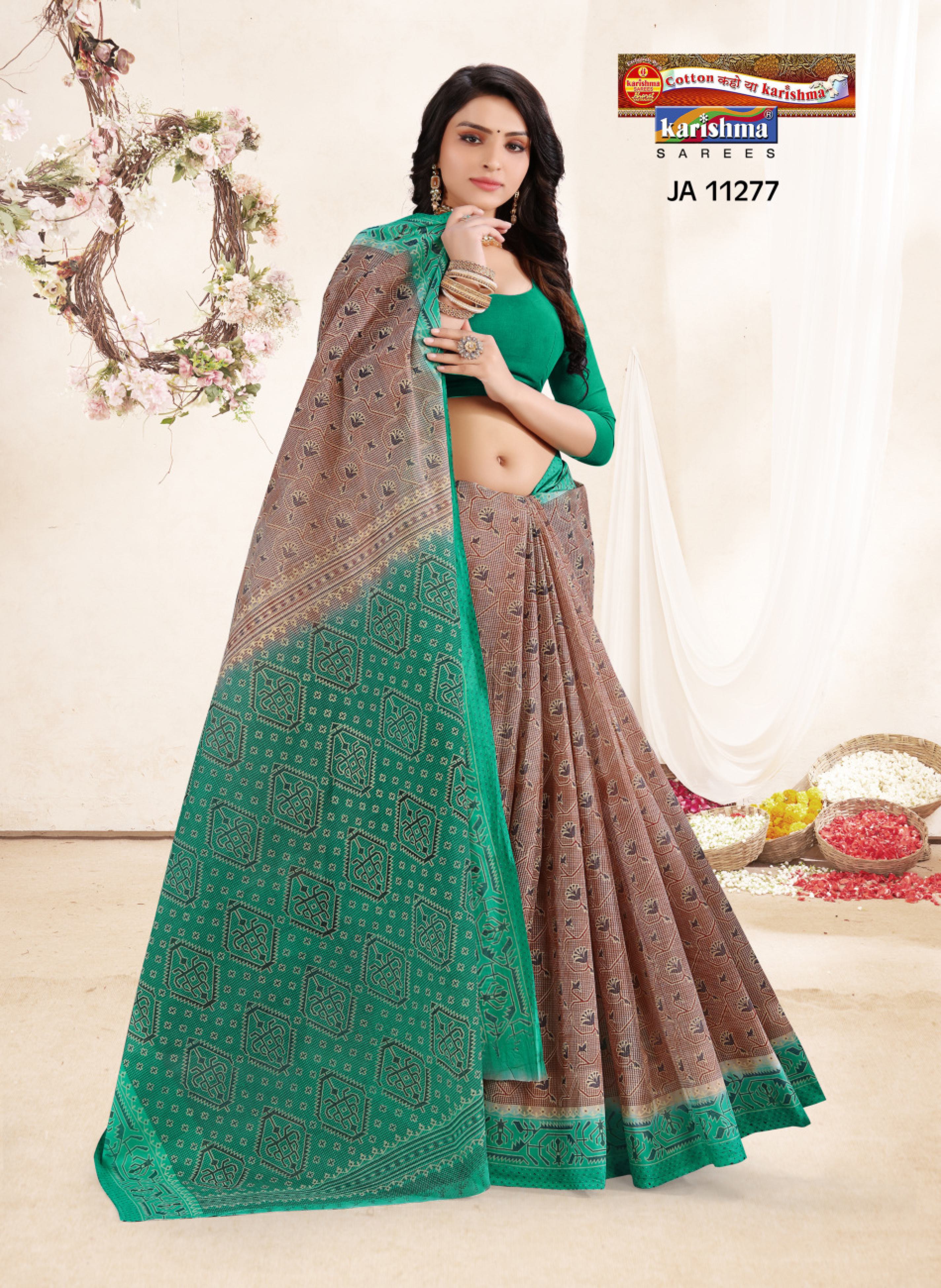 Beige And Green Pure Coton Mulmul (Soft) Saree With Abstract Design and Bold Border