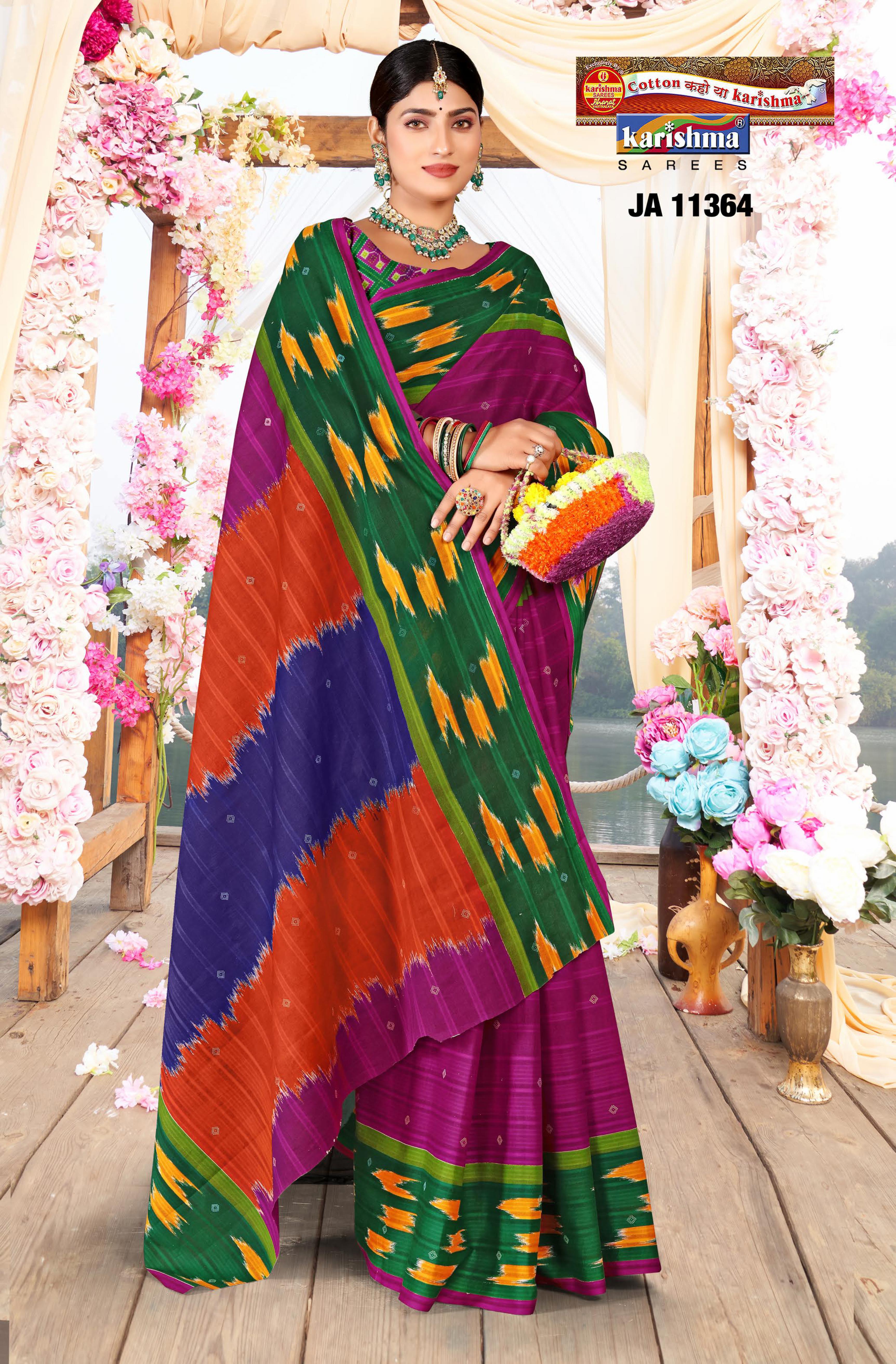 Purple Pure Cotton (Medium Soft)Saree With Traditional Design And Pattern