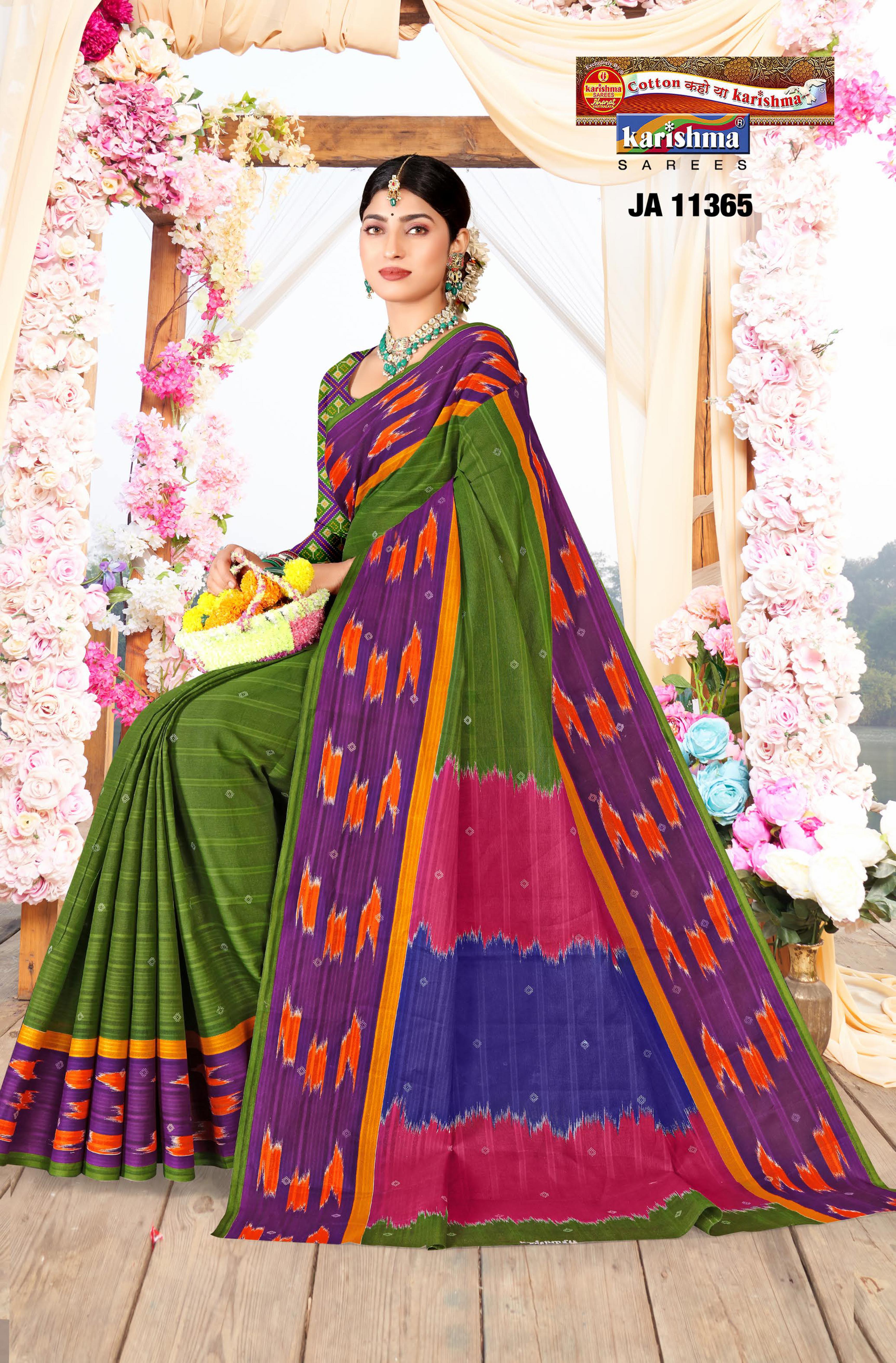 Green Pure Cotton (Medium Soft)Saree With Traditional Design And Pattern