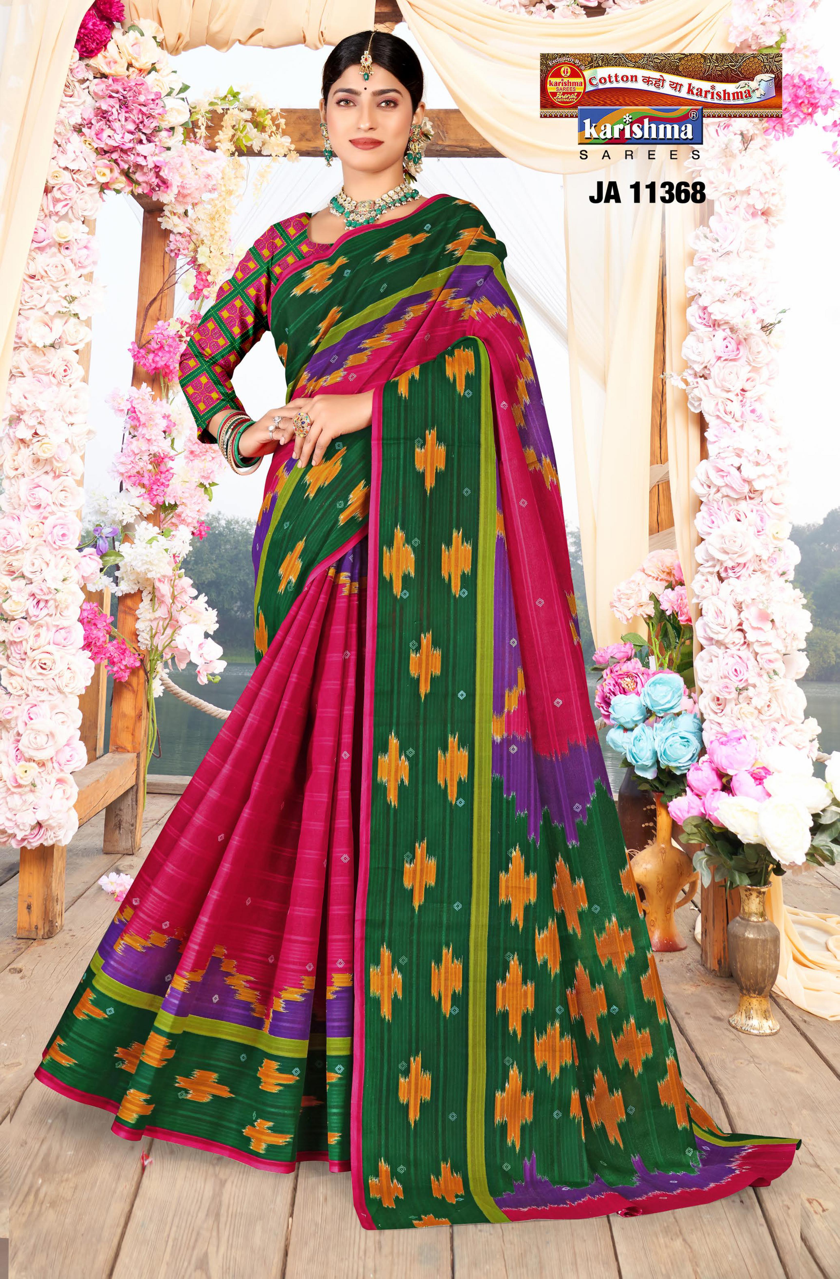 Pink Pure Cotton (Medium Soft)Saree With Traditional Design And Pattern