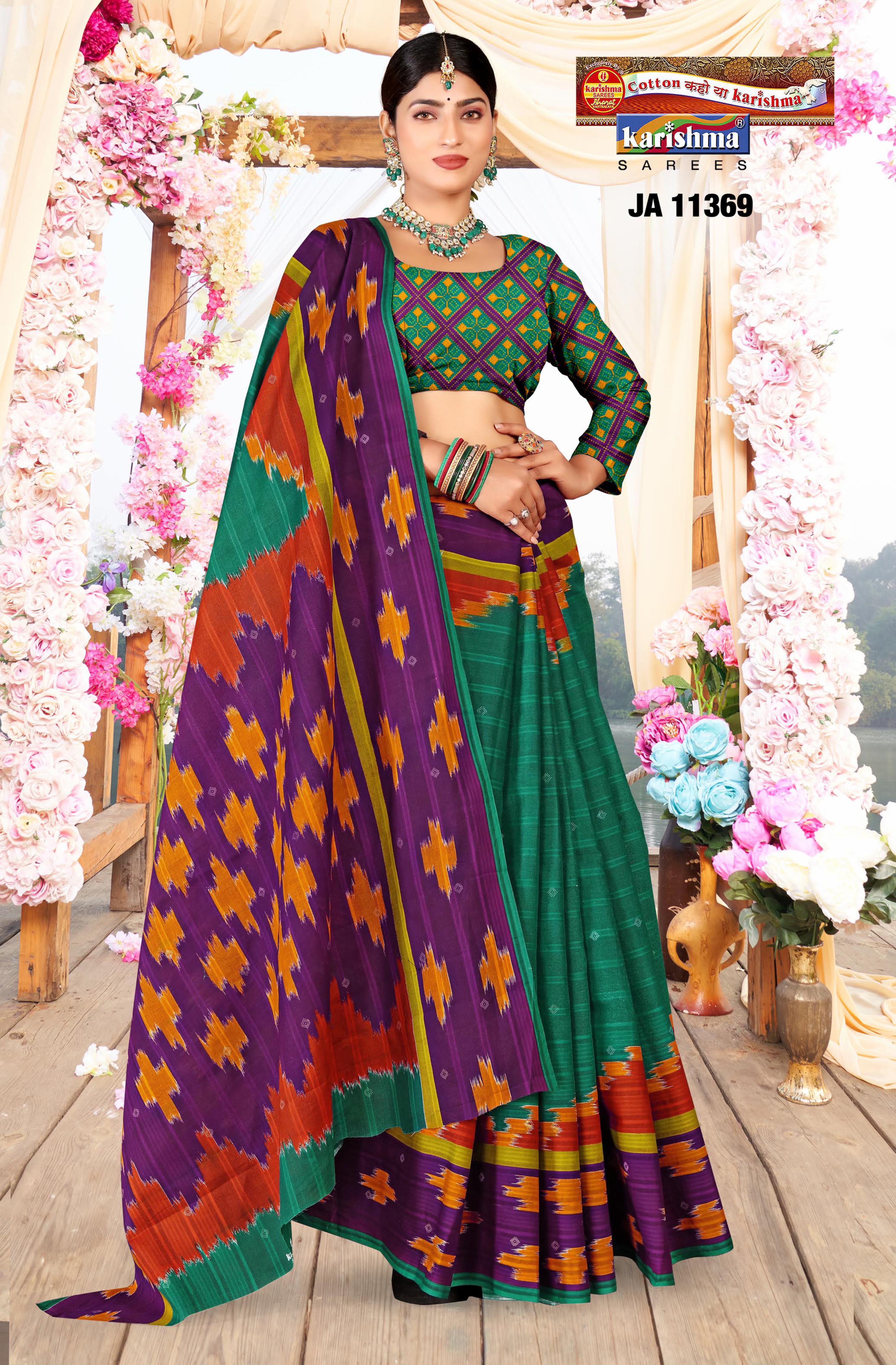Dark Green Pure Cotton (Medium Soft)Saree With Traditional Design And Pattern