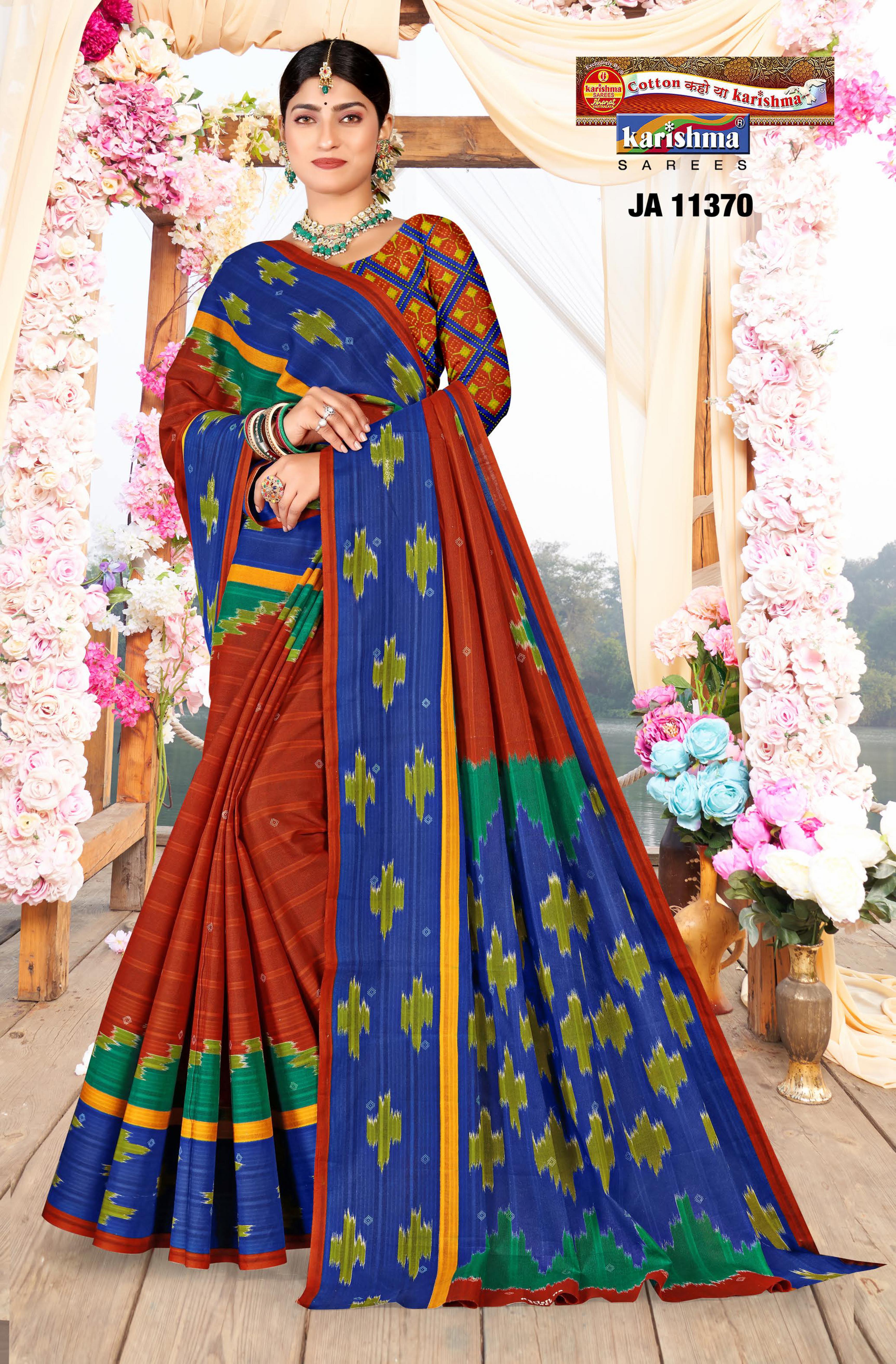 Brown Pure Cotton (Medium Soft)Saree With Traditional Design And Pattern