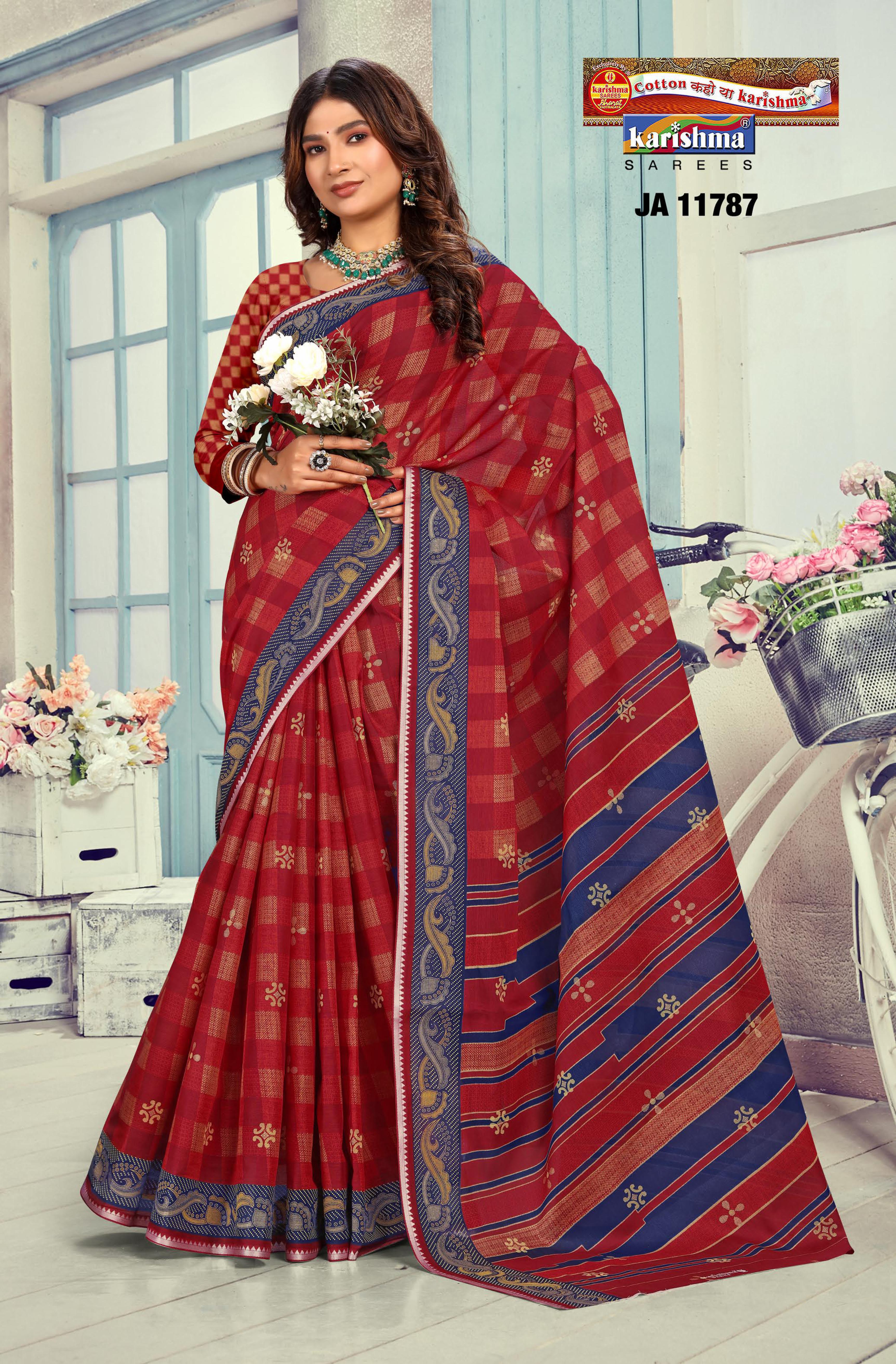 Red Pure Cotton (Soft) Muslin Saree With Animal Figure Print