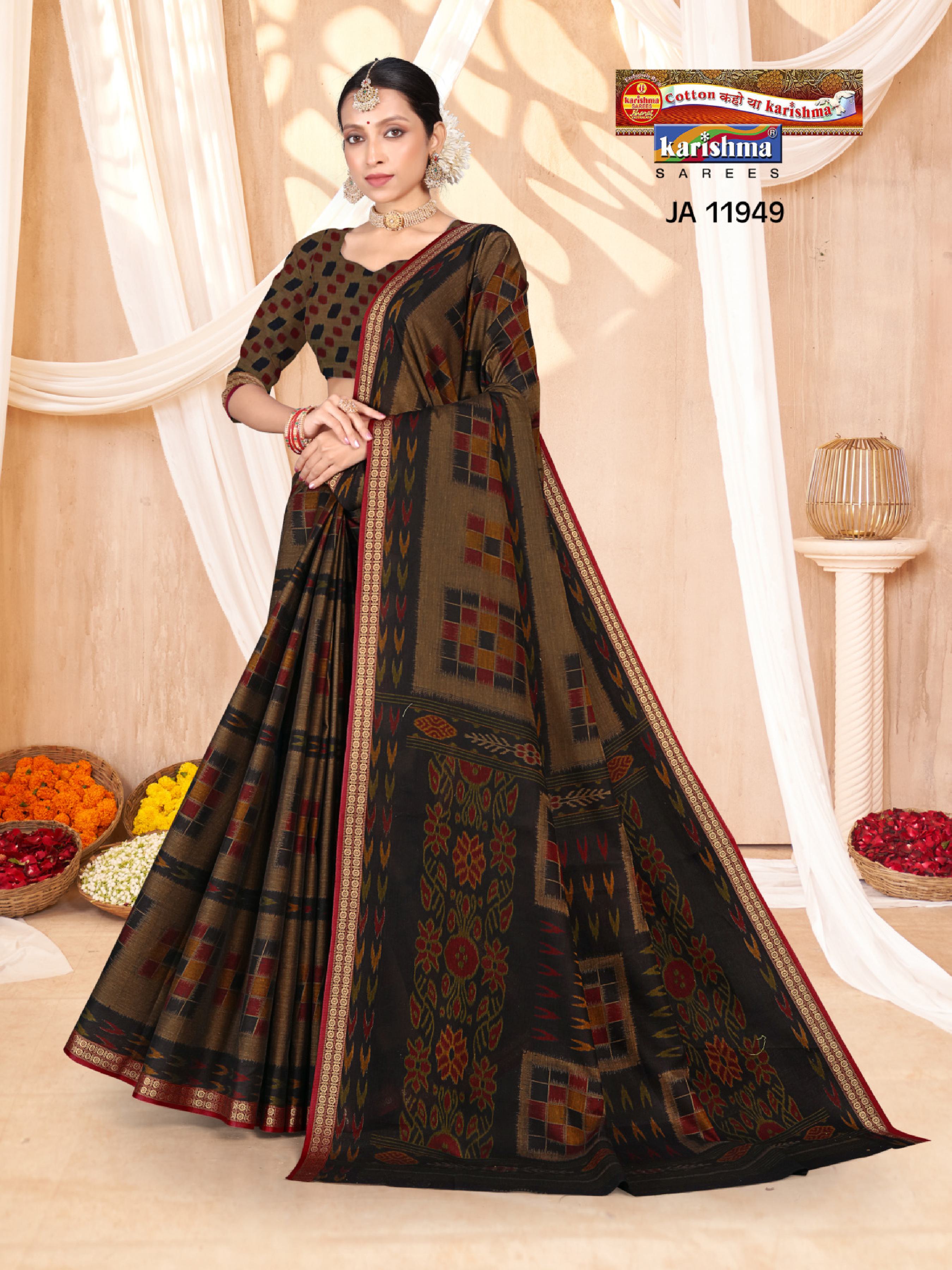 Beige Pure Cotton Muslin (Soft) Saree With Ikat Print