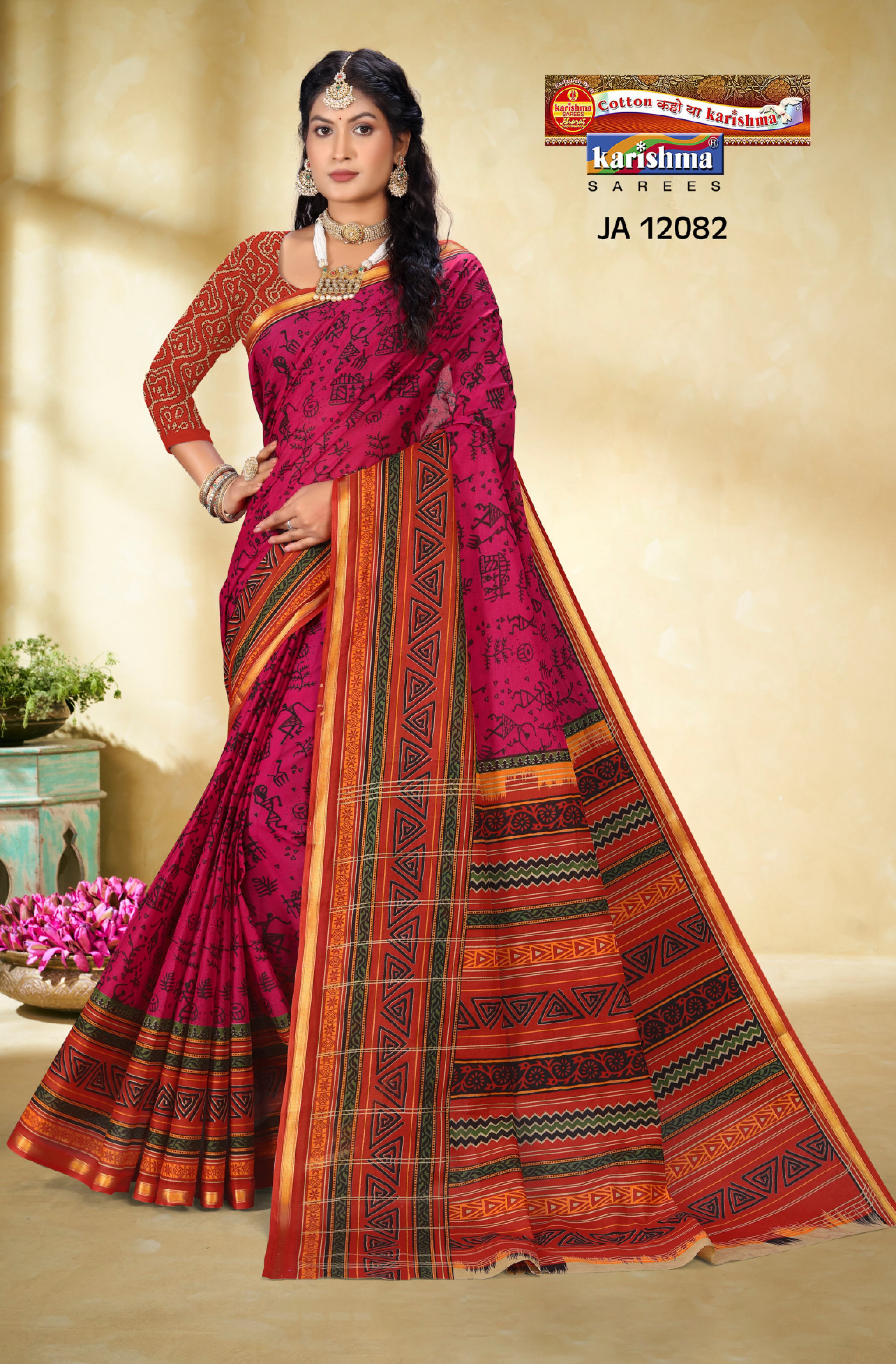 Pink Pure Cotton Mulmul (Medium Soft) Saree With Warli Print And Abstract Design