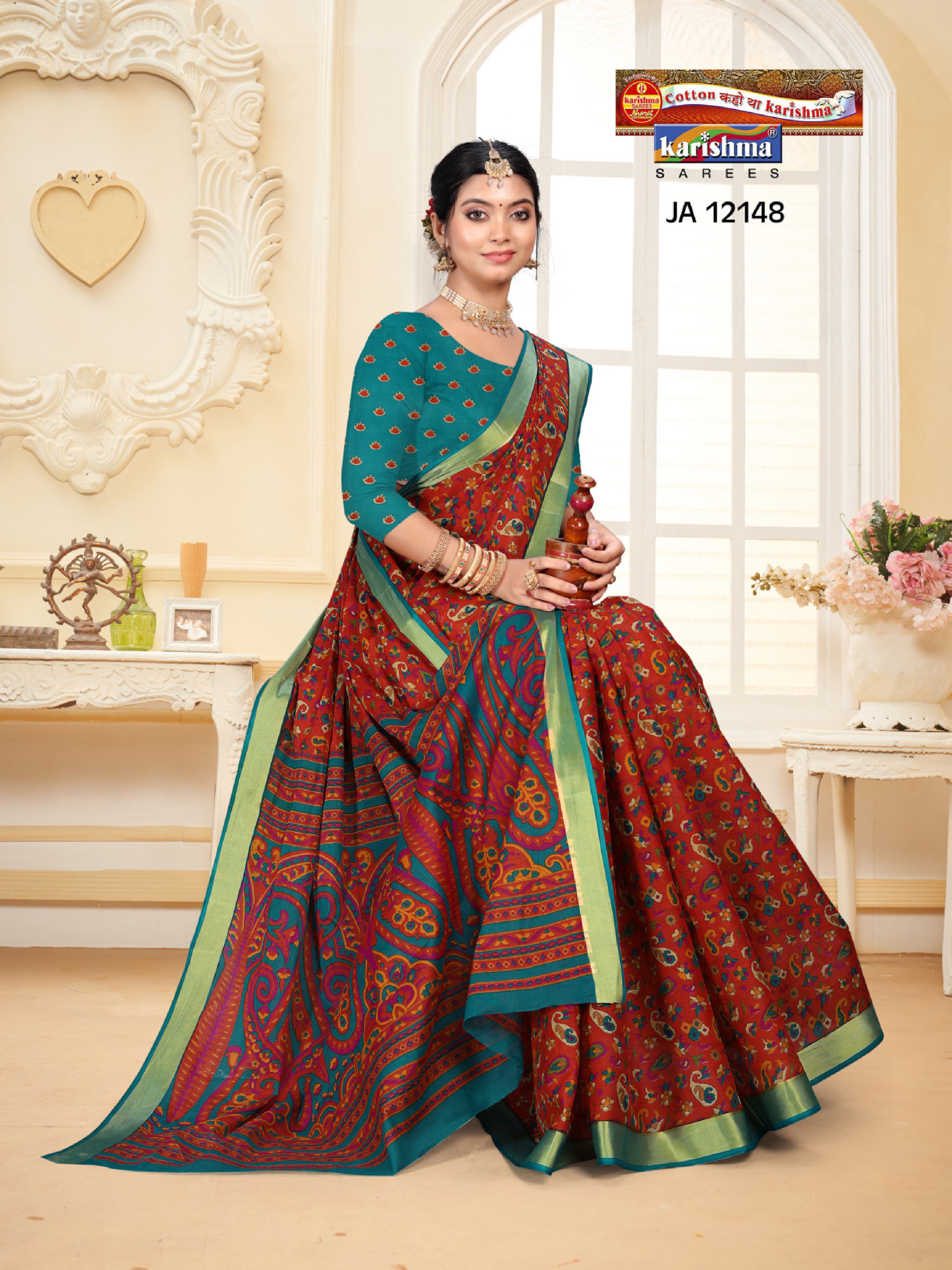 Maroon Pure Cotton Malai (Soft) Saree With Unique Pattern Print And Golden Border