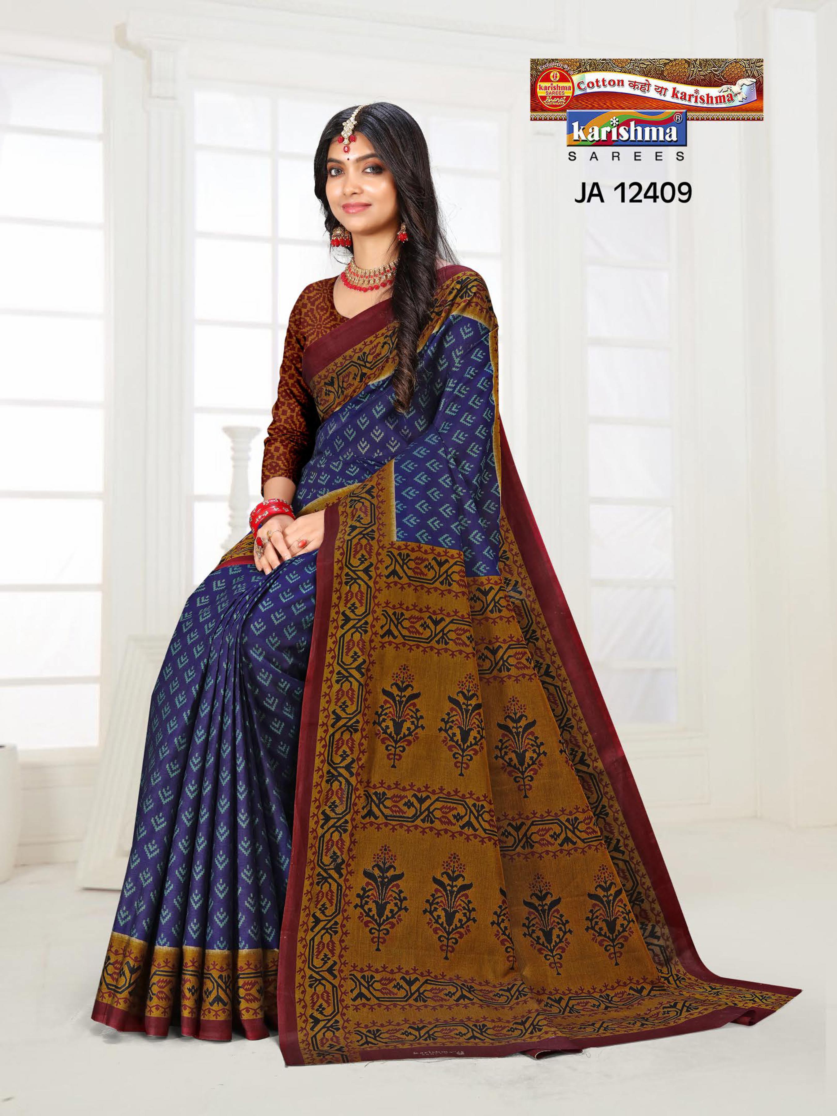 Navy Blue Pure Cotton Muslin (Soft) Saree With Beautiful Modern Design And Simple Border