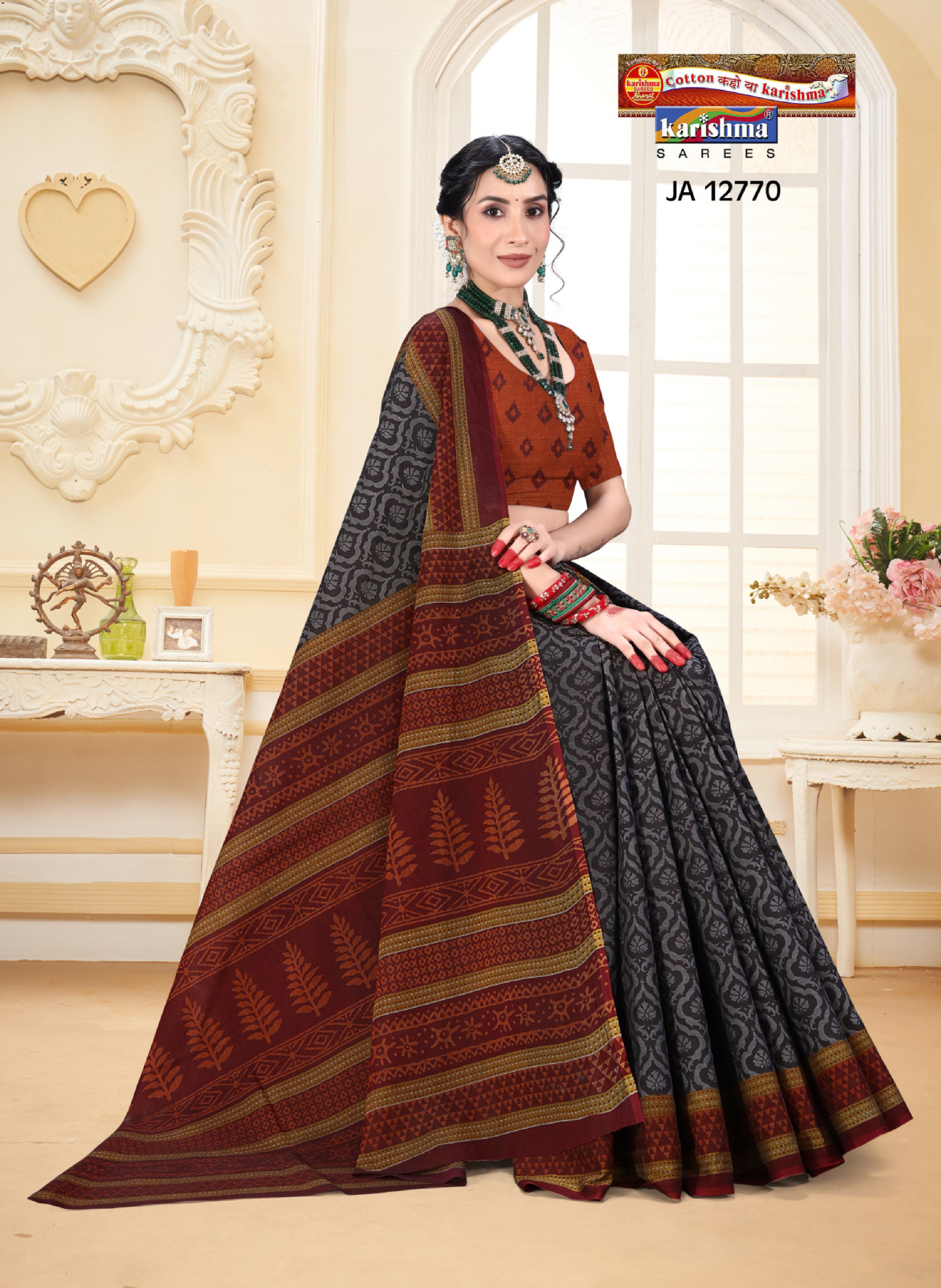 Grey Pure Cotton Muslin (Soft) Saree With Beautiful Modern Design And Simple Border