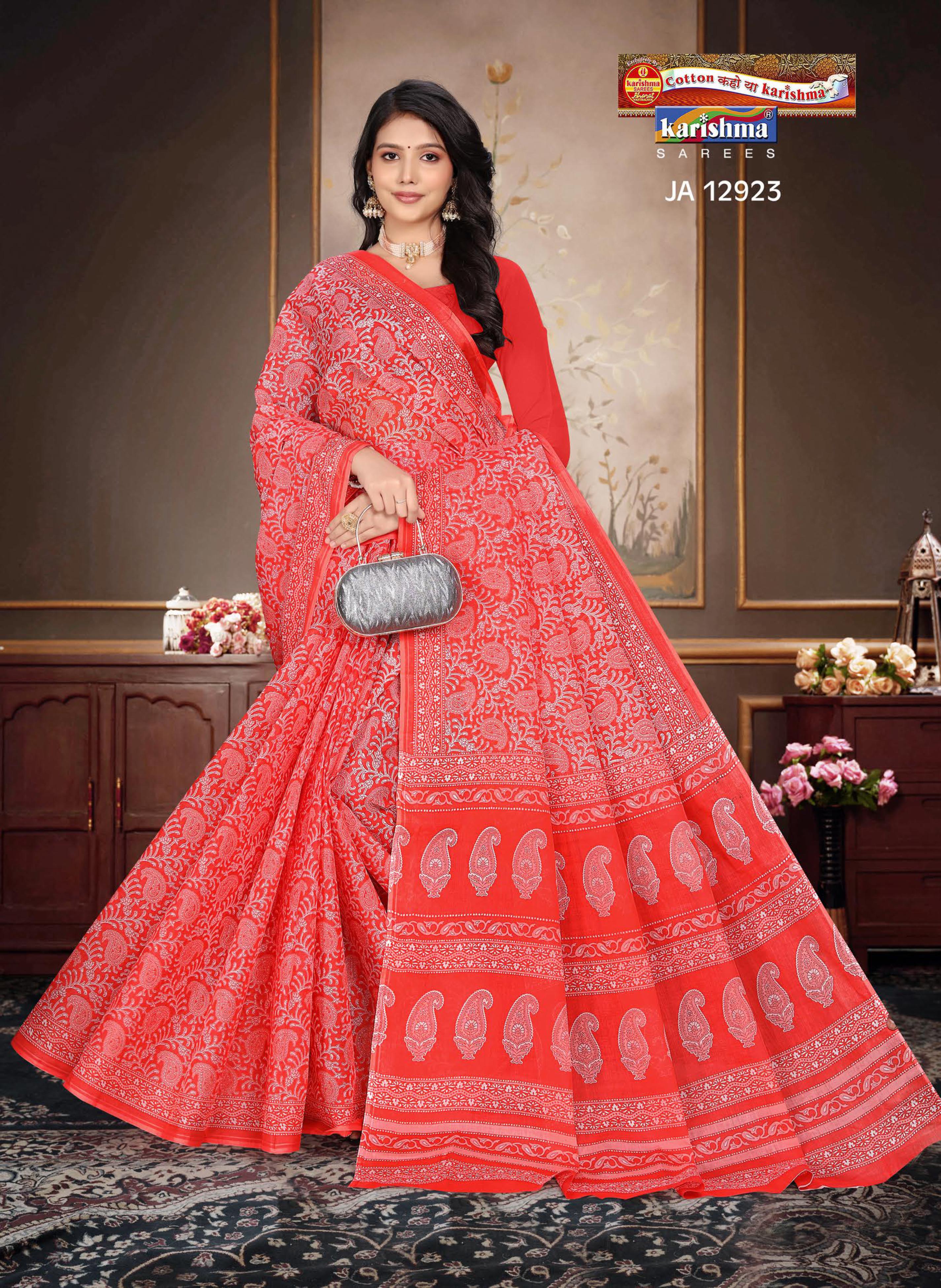 Peach Pure Cotton Mulmul (Medium Soft) Saree With Paisely Design Allover